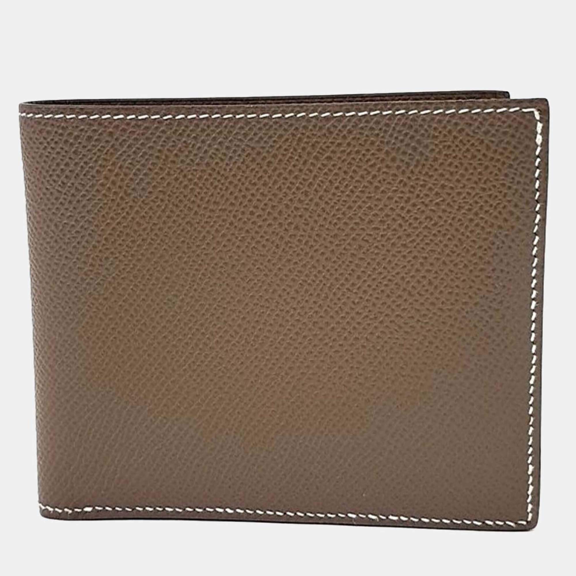 Pre Owned Hermes Brown Leather MC2 Half Wallet