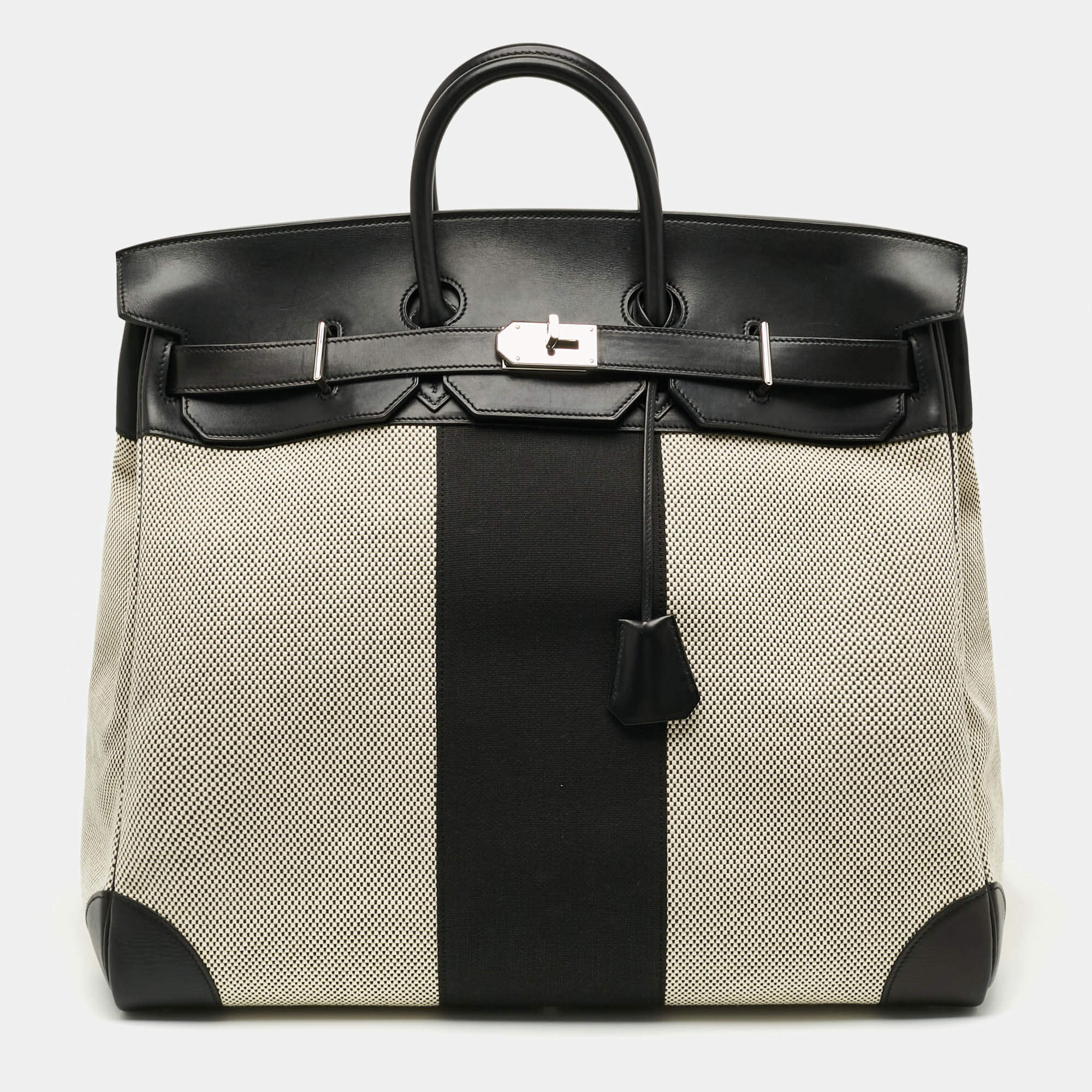 مملوكة مسبقًا حقيبة هيرمس بيركين HAC فلاغ 50 إيفركالف وتوايل إكرو/نوار إكسسوار مطلي بلاديوم