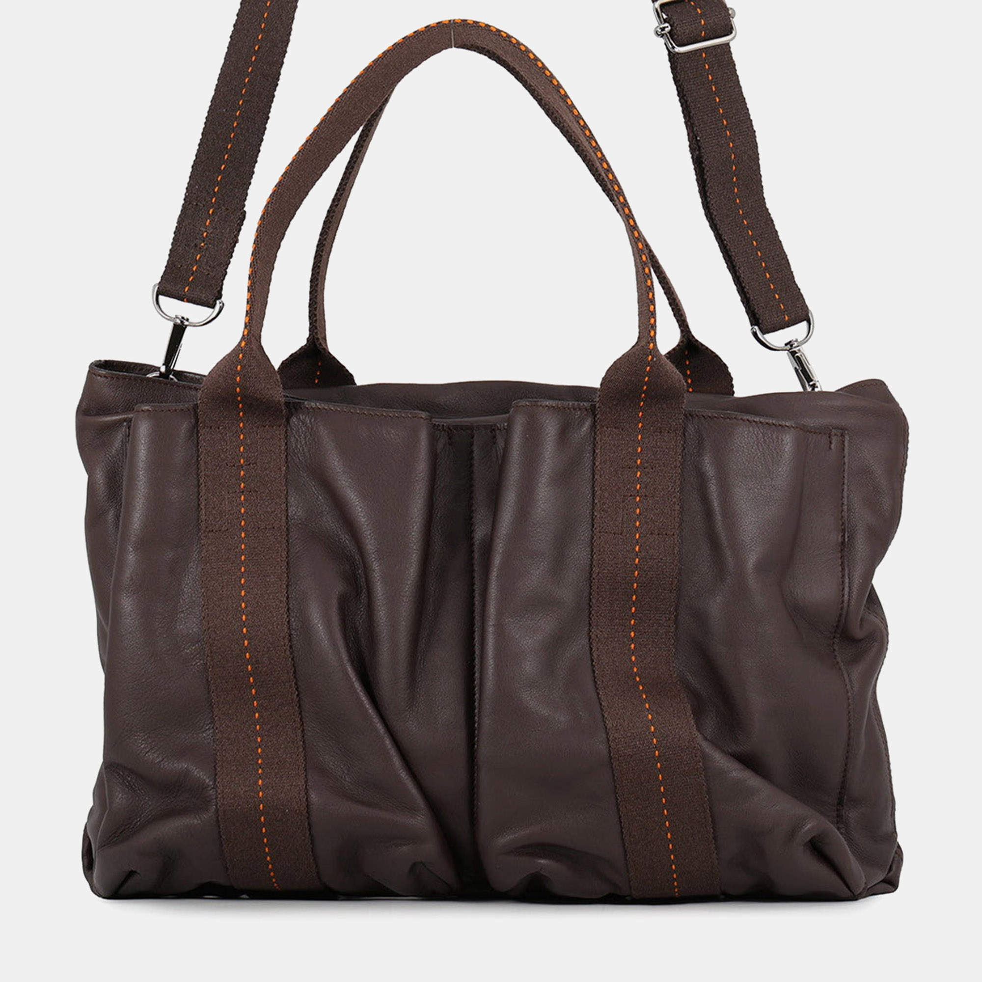 مملوكة مسبقًا Hermes Caravan Horizontal Mm Chocolat Derma Leather Shoulder Bag