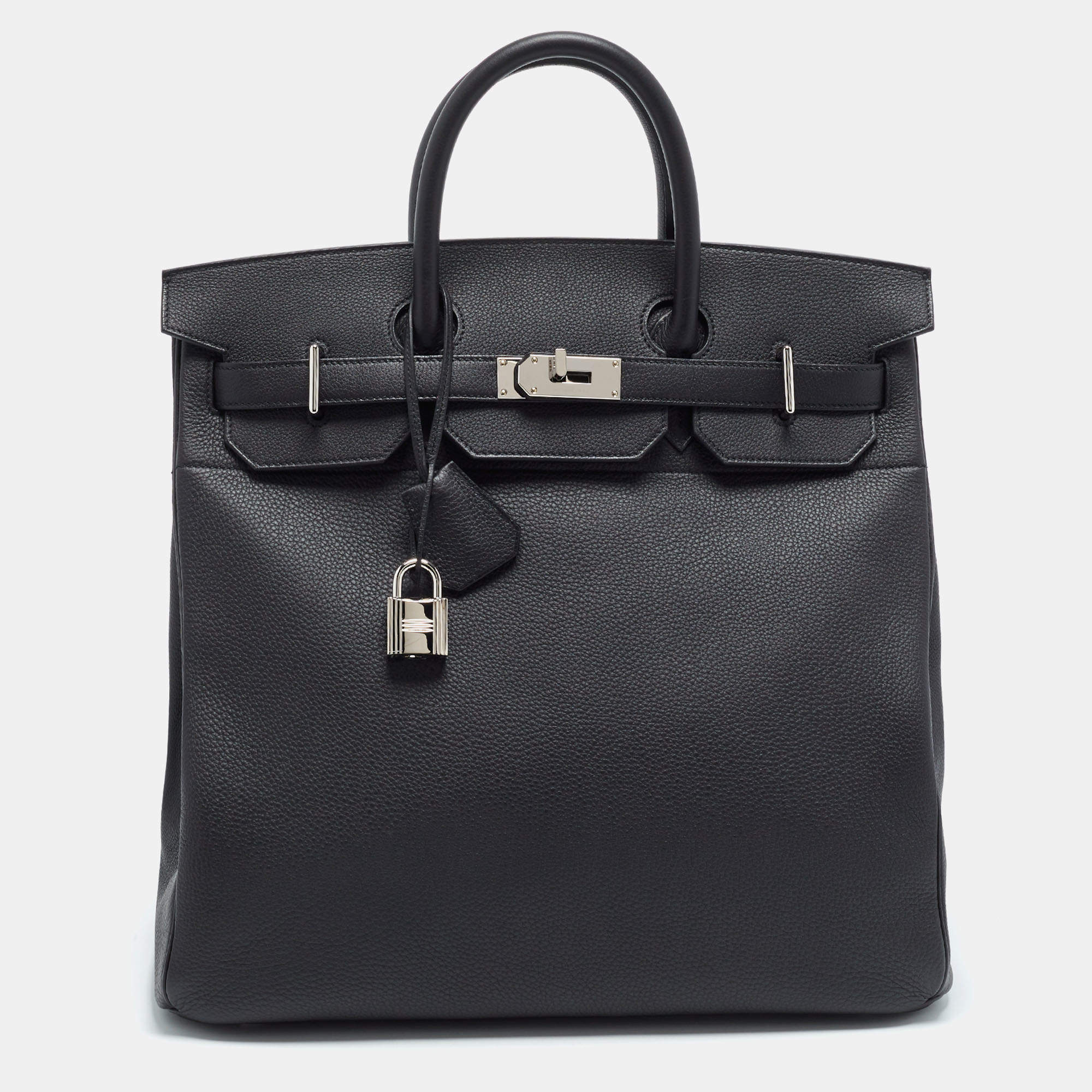 Pre Owned Hermès Birkin HAC 40 Palladium Finish Noir Togo Leather Tote