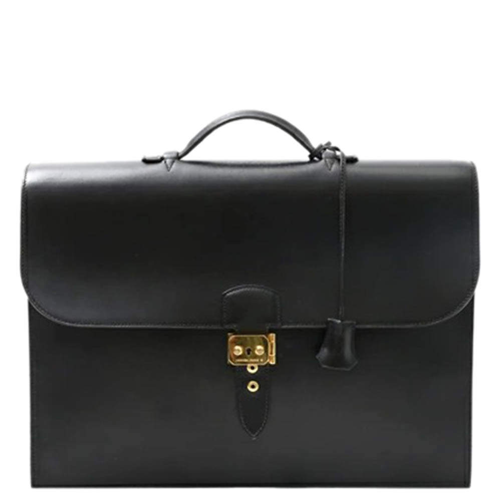 Hermes Black Box Leather Sac a DÃ©peches 41 Bag