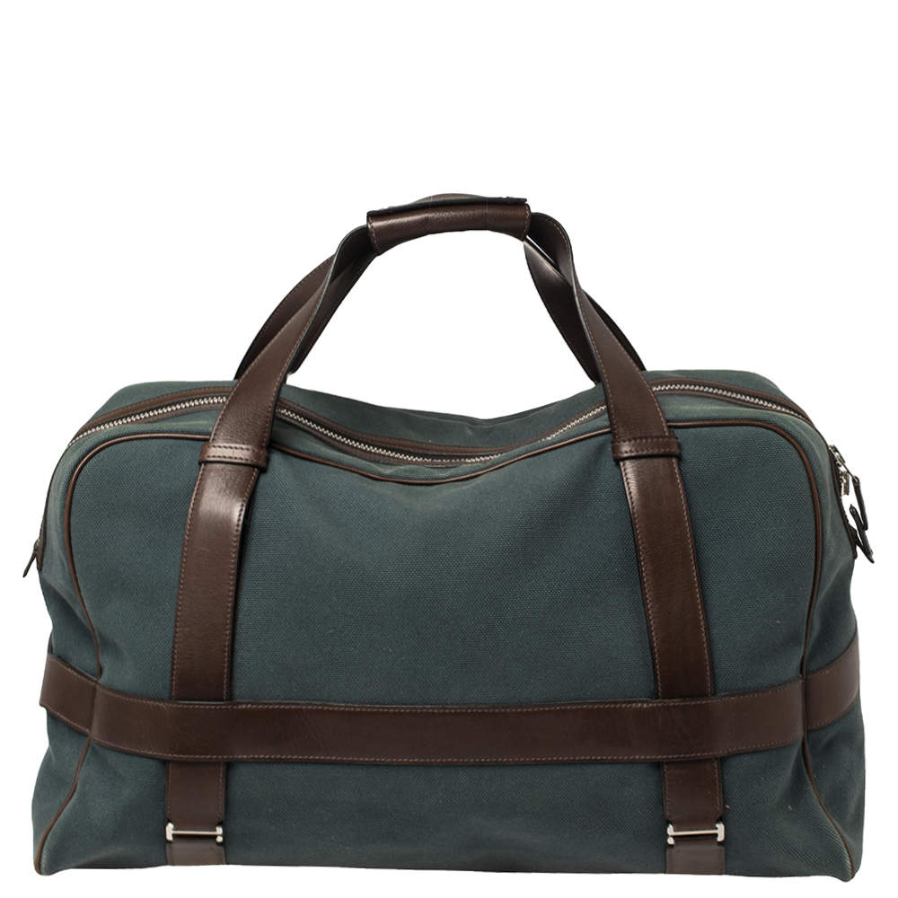 Hermes Blue/Brown Canvas and Leather Medium Arion Bag