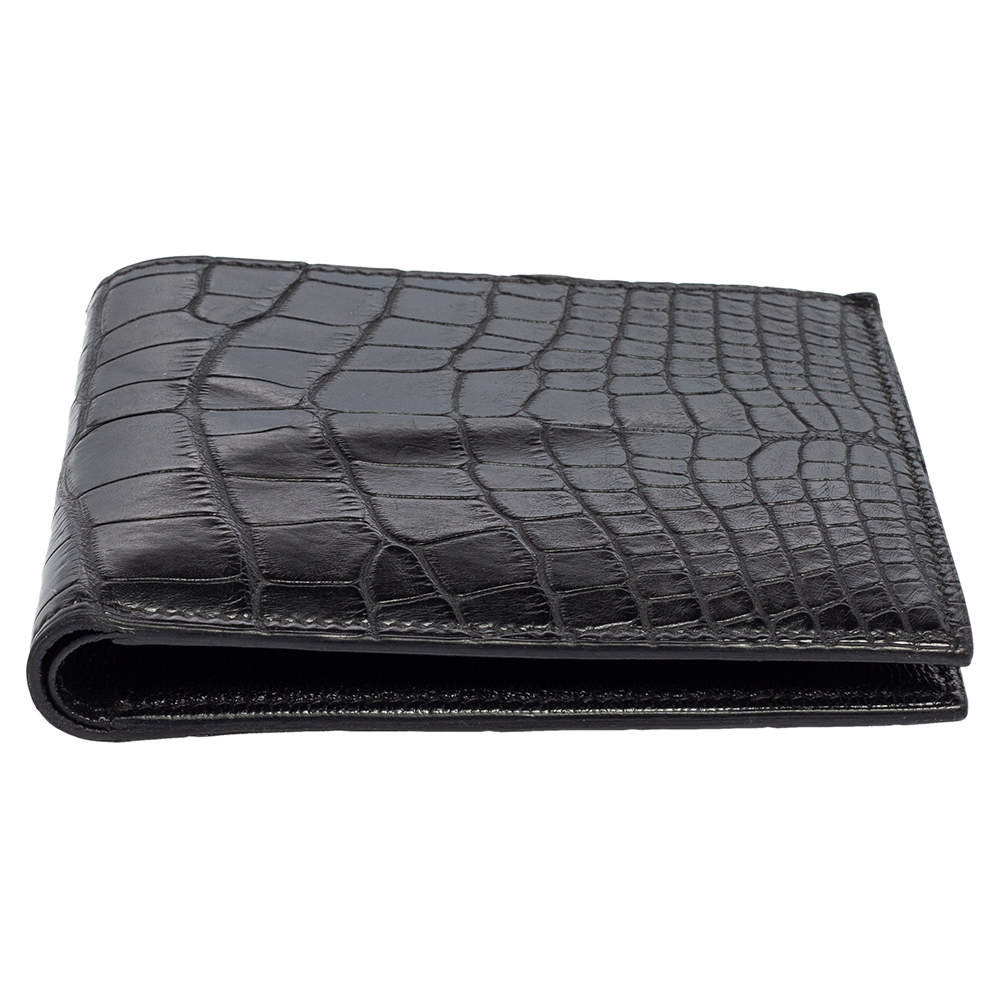 Hermes Black Alligator Bi Fold Wallet Hermes | The Luxury Closet