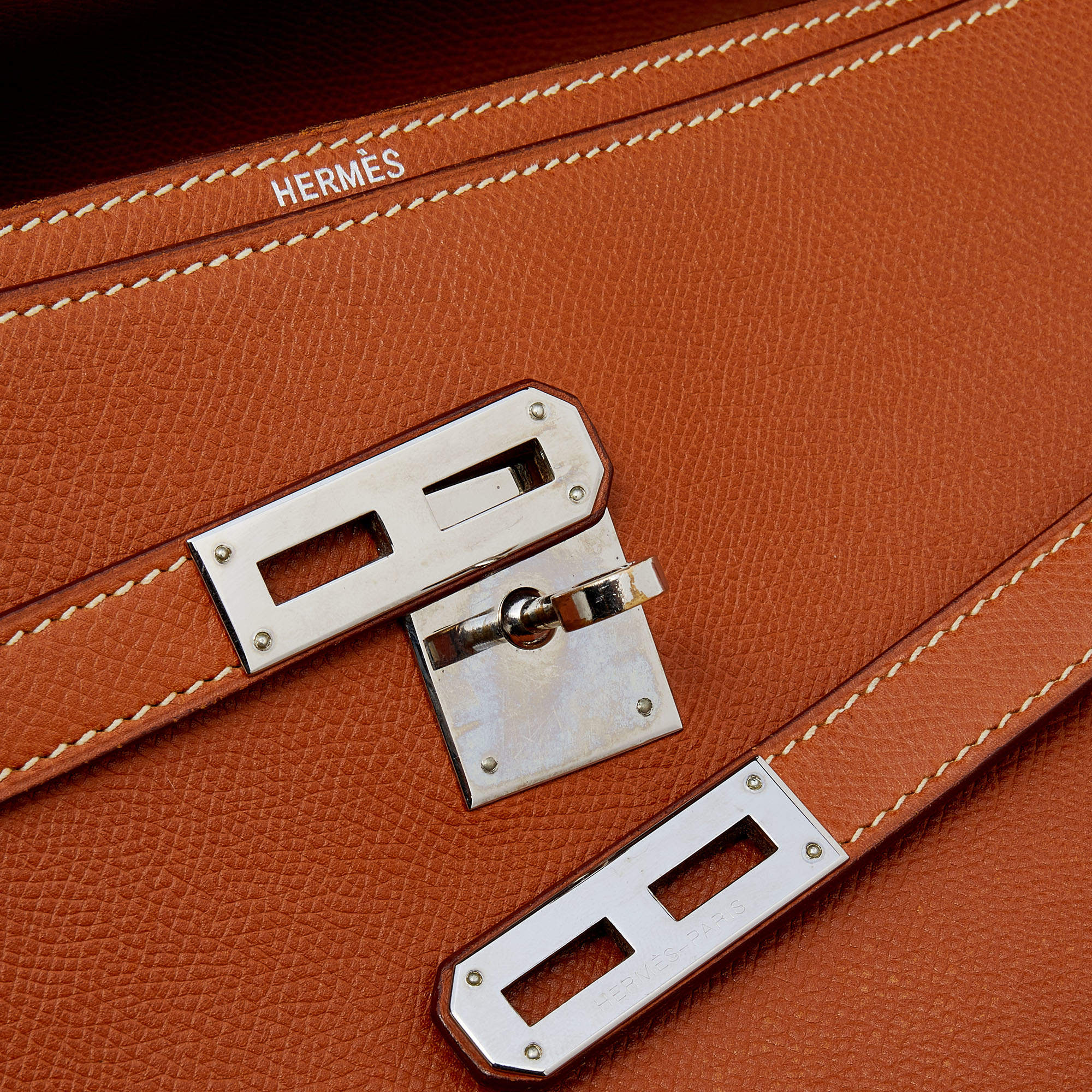 Hermès 38cm Gold Epsom Leather Kelly Depeche Briefcase with Gold