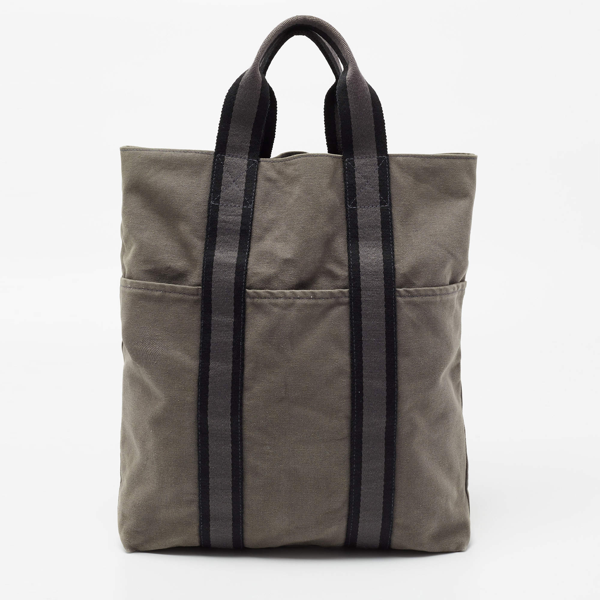 Hermes Grey/Black Canvas Fourre Tout Shopper Tote