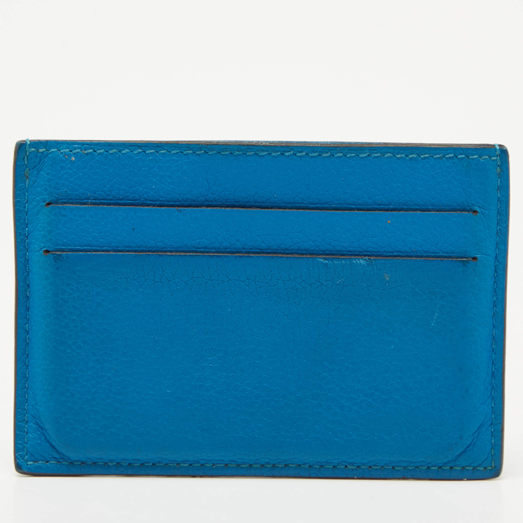 Hermes Blue Izmir Evercolor Leather Citizen Twill Card Holder