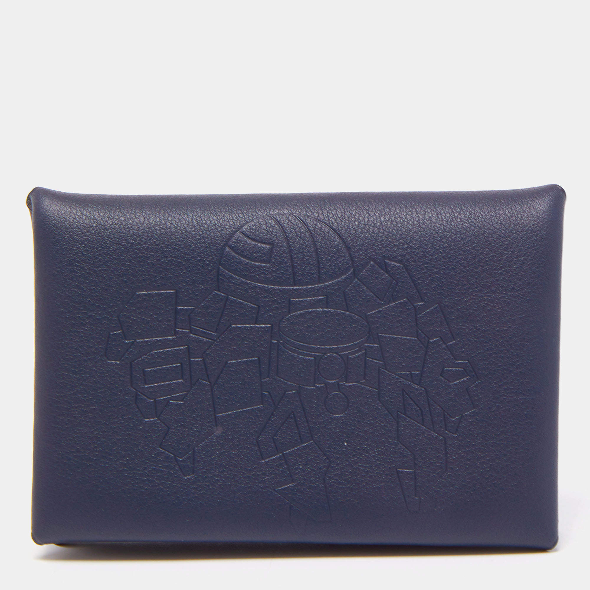 Hermes Blue Indigo Swift Leather Robot Calvi Card Case