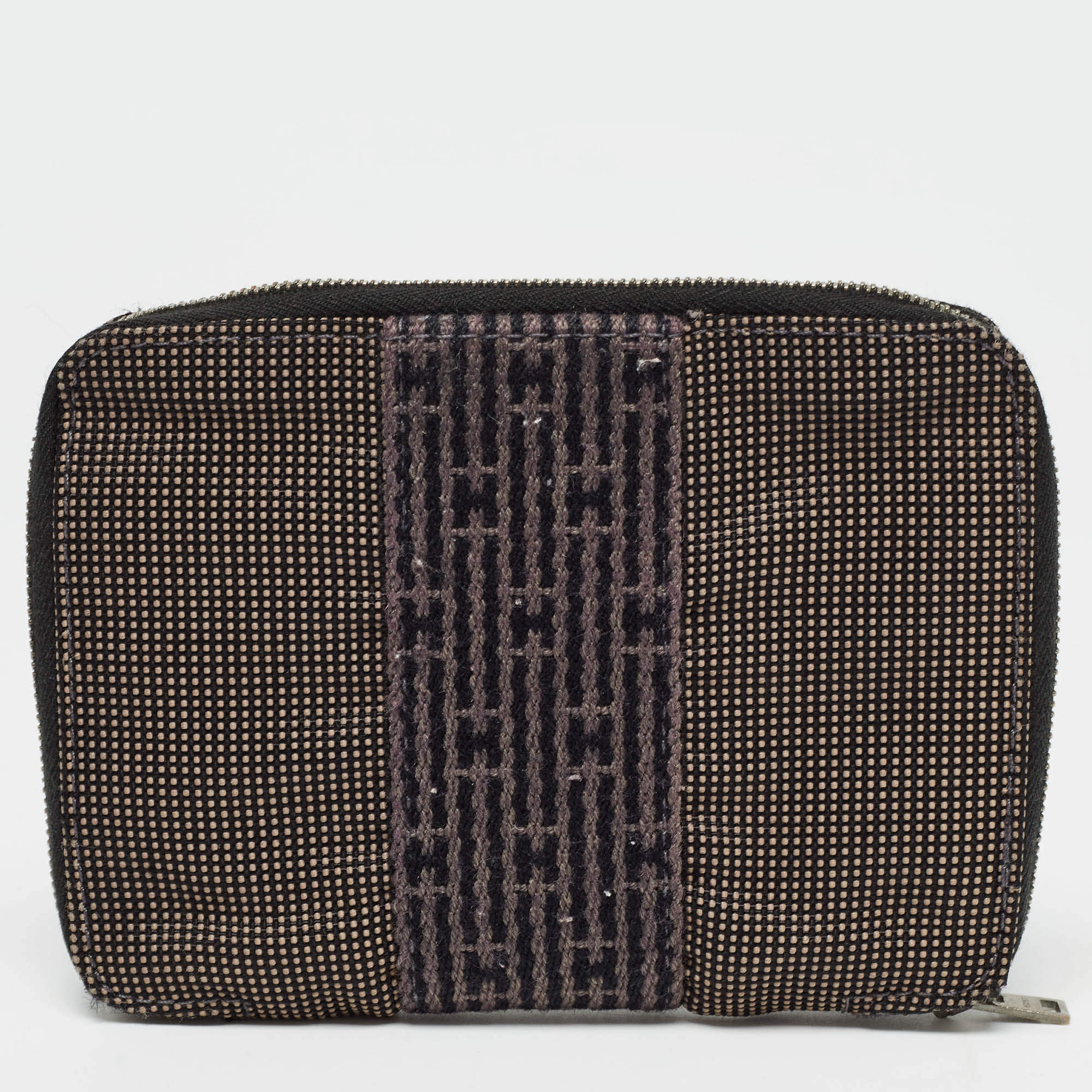 Hermes Grey Canvas Herline Zip Wallet 