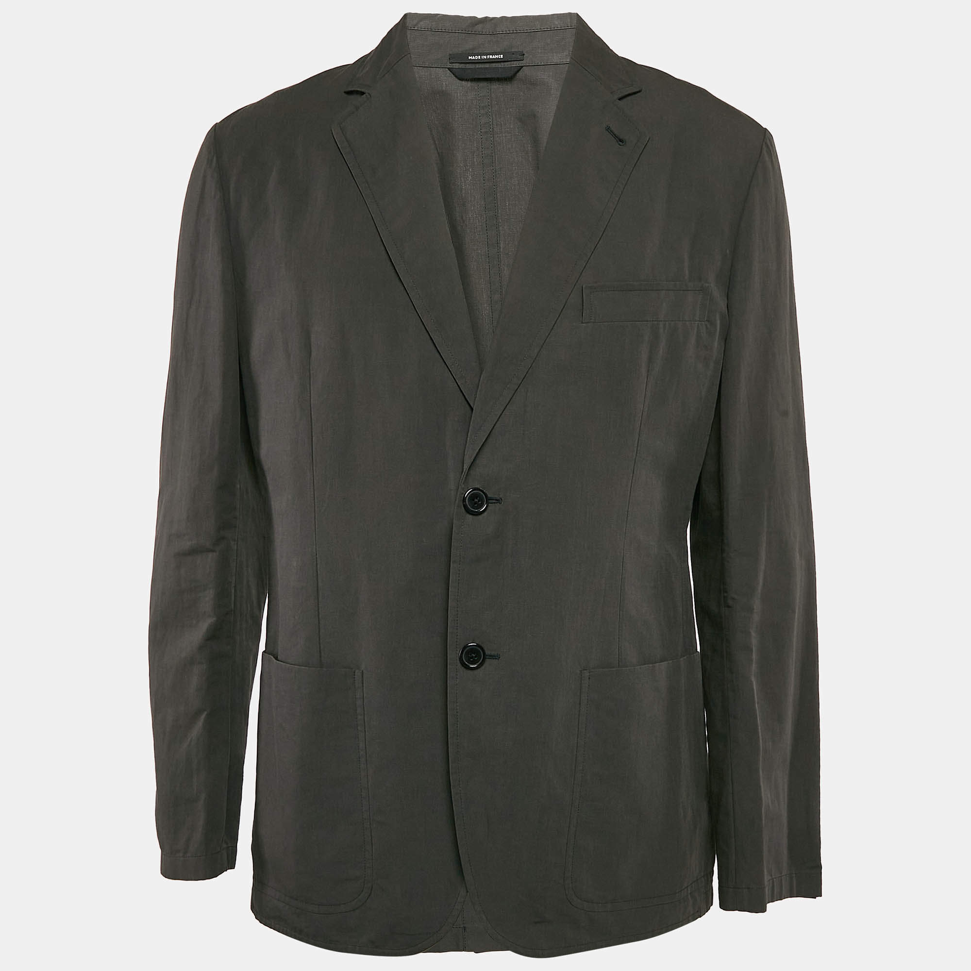 Hermès Green Cotton Blend Single Breasted Jacket XL