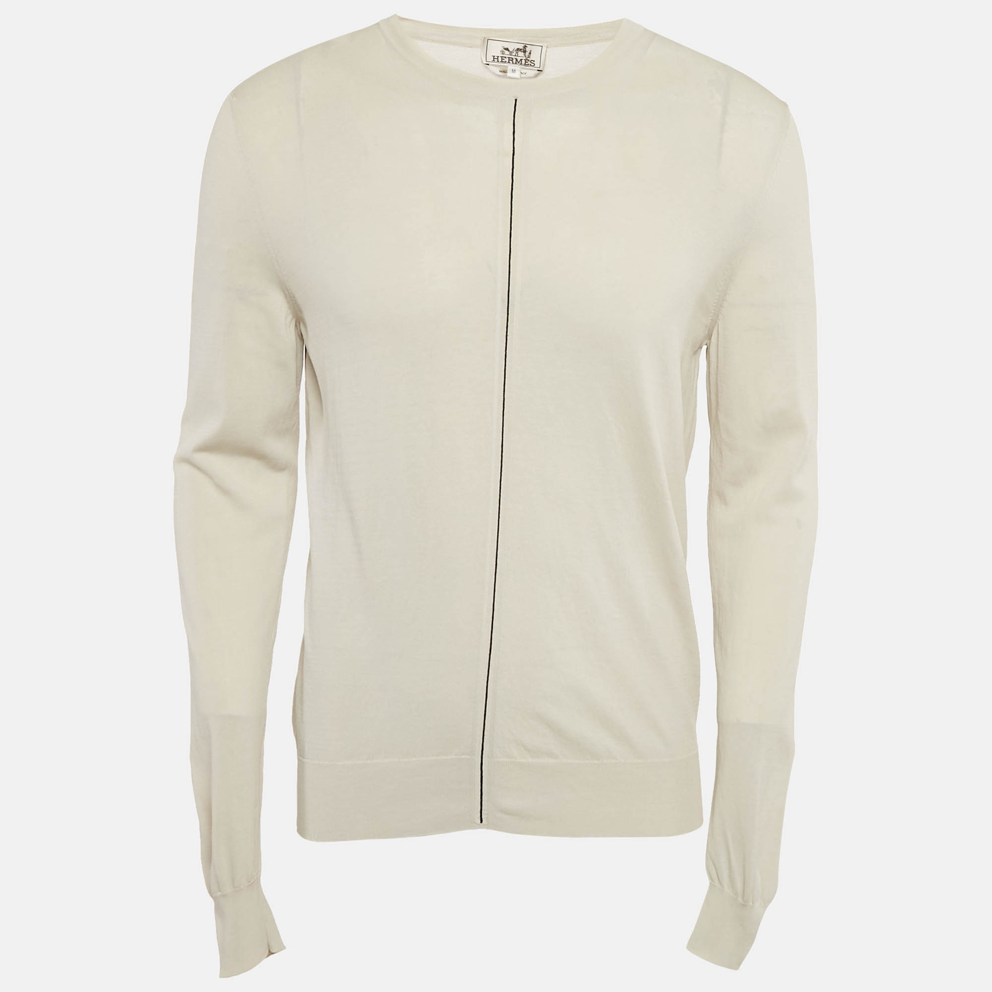 Hermes Grey Cotton Knit Crew Neck Sweatshirt M