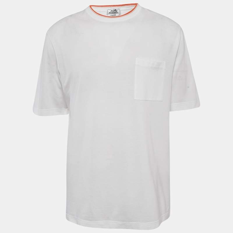 Hermès White Cotton Piqures Sellier T-Shirt XXL