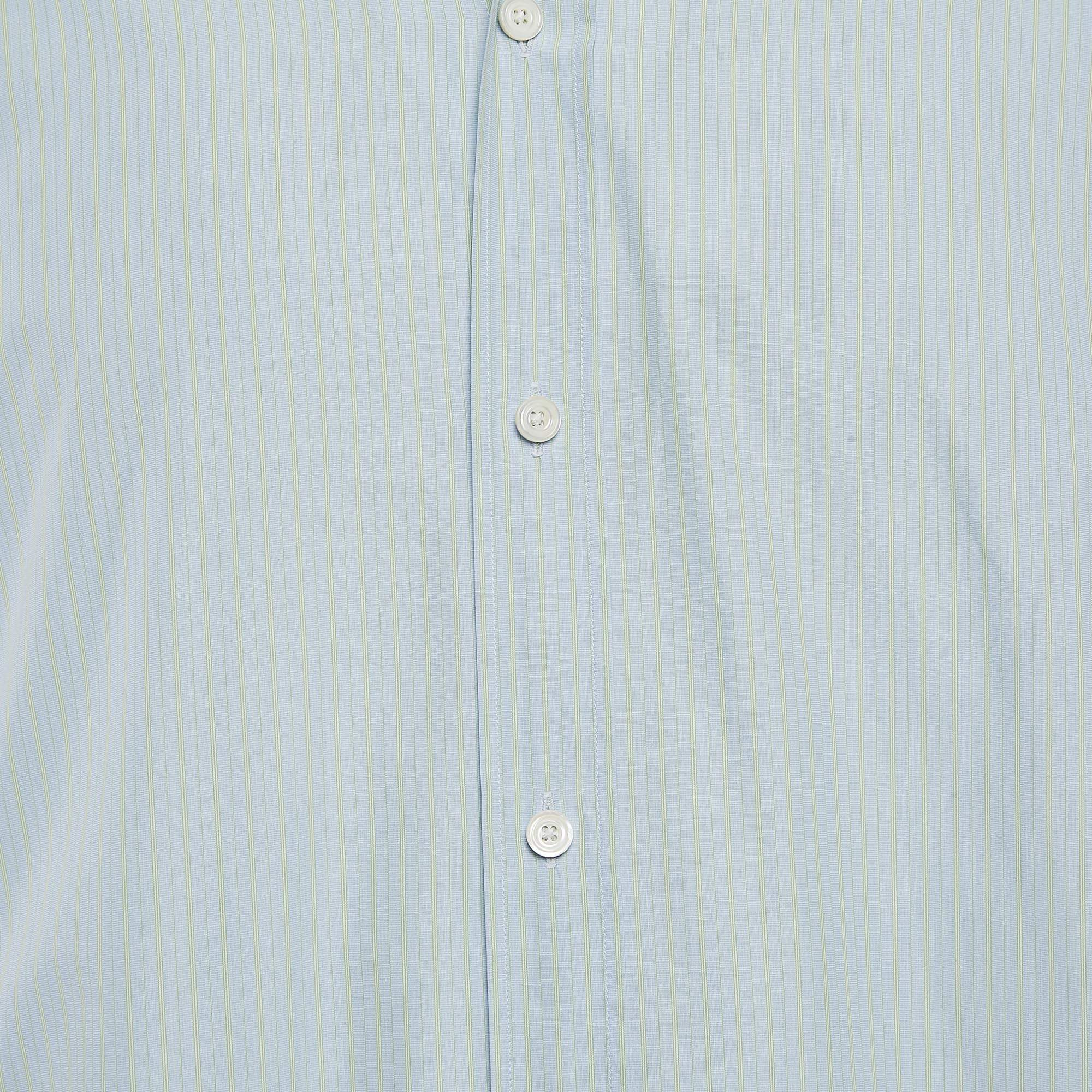 トップス HERMES SHIRT STRIPE DOUBLE CUFF 39 USED Hermes Shirt Mens 16.5 42 Striped Button Down Made In France