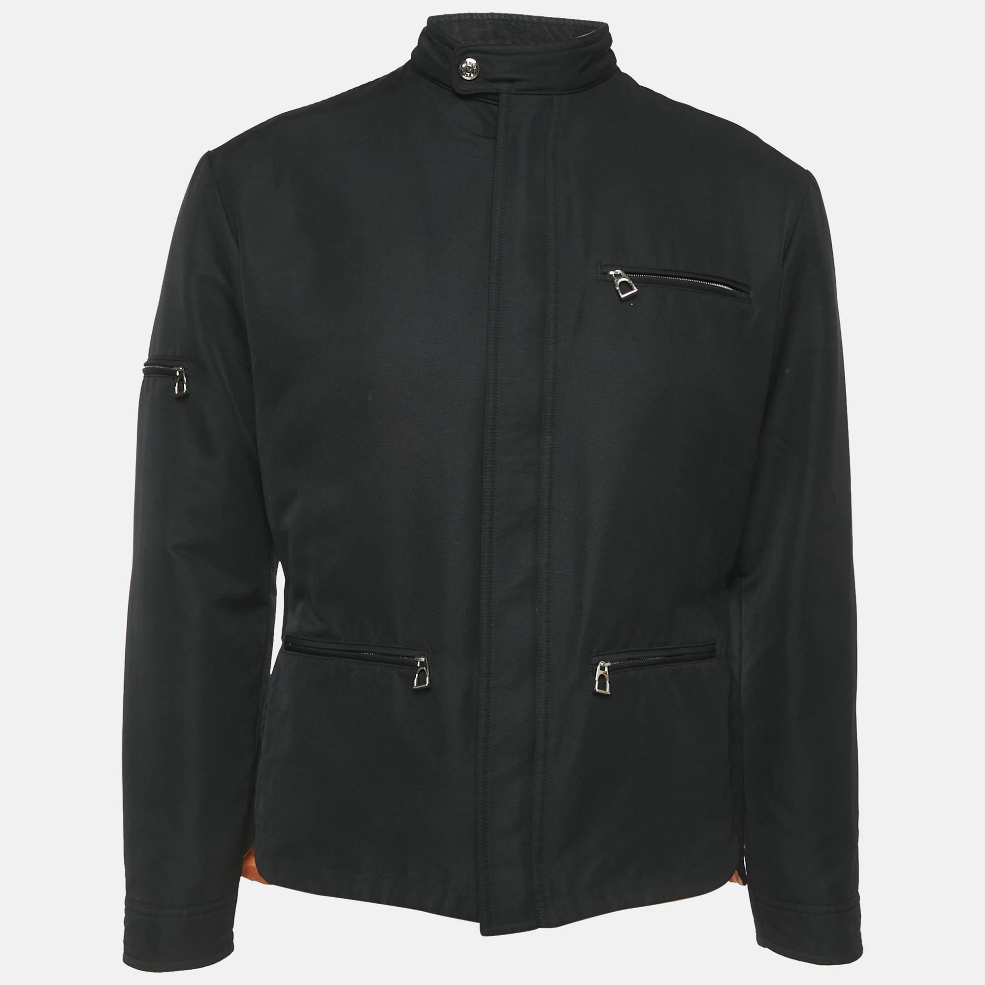 Hermes Black Nylon Zip-Up Jacket M