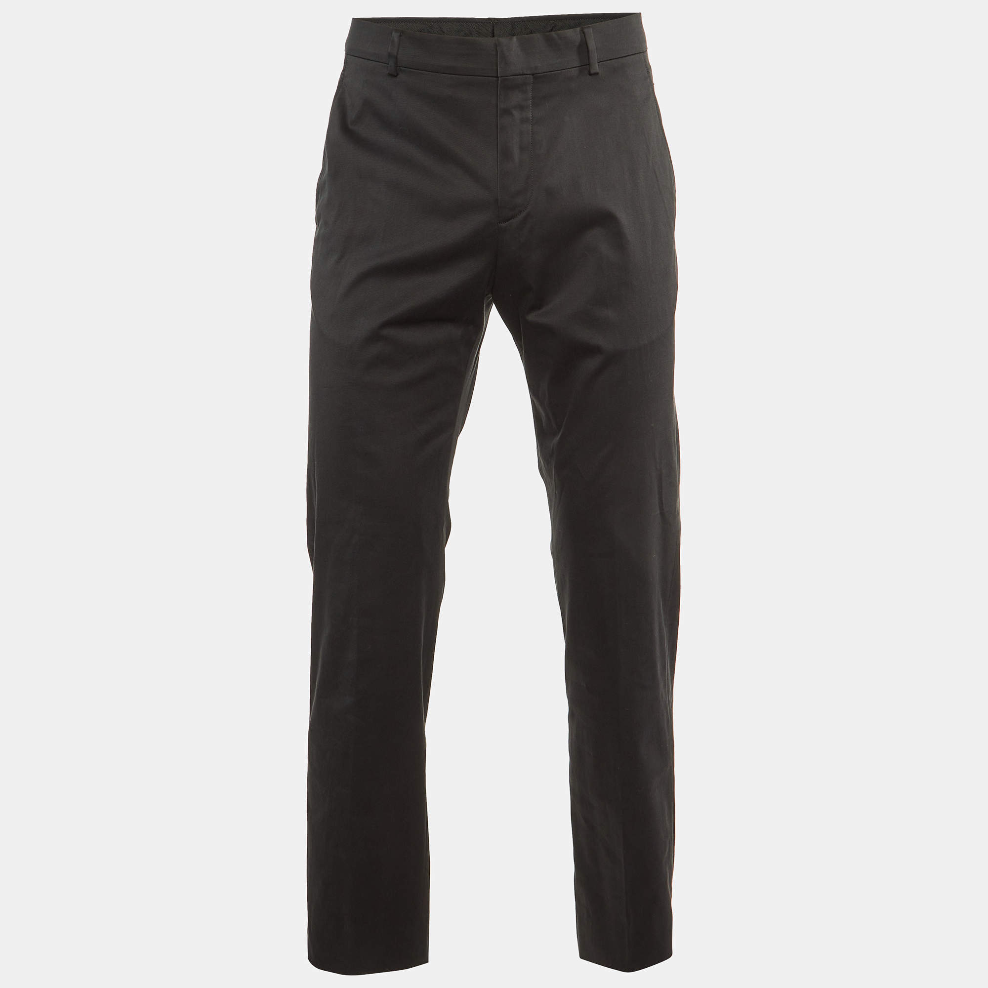Hermès Black Cotton Straight Leg Pants L