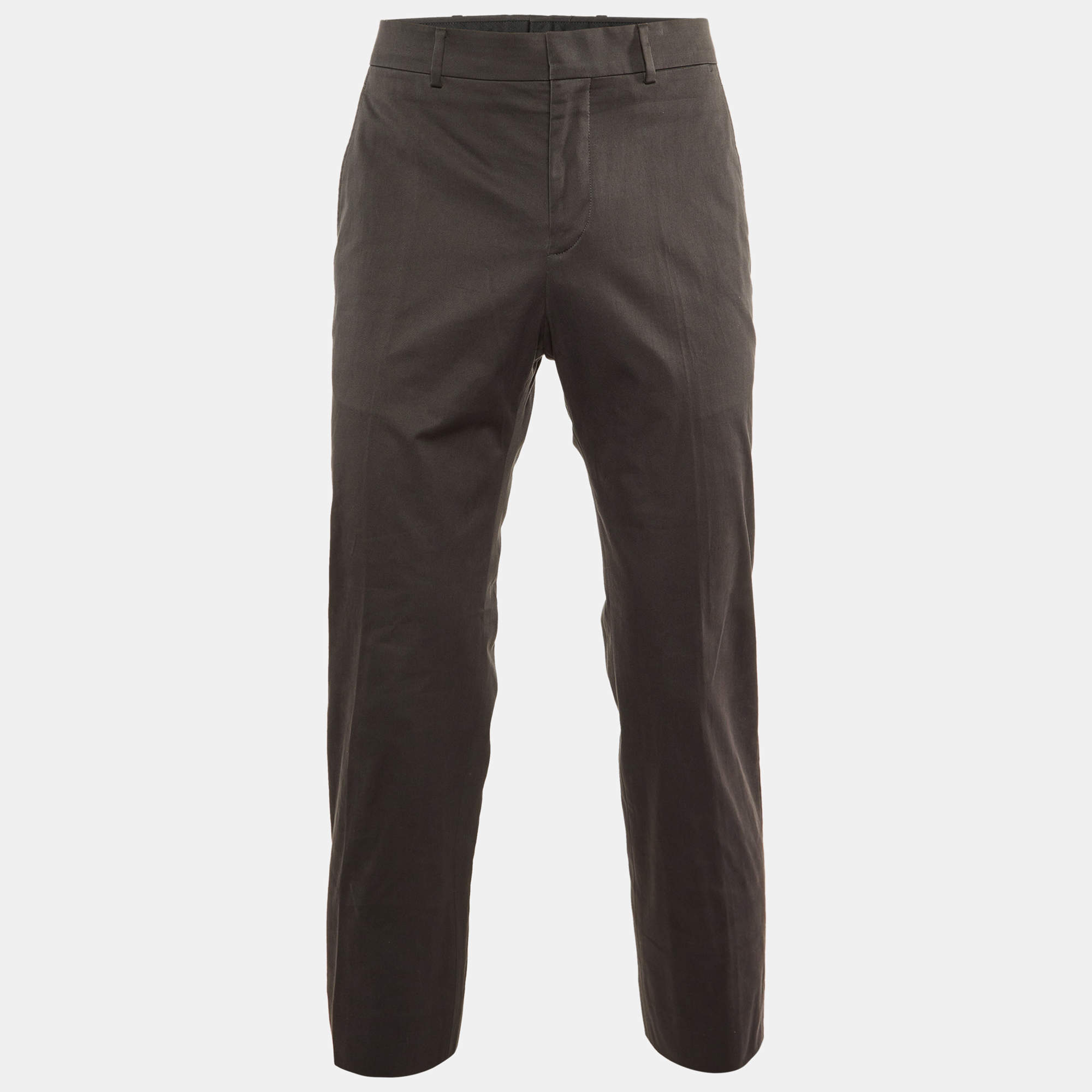 Hermes Charcoal Grey Cotton Regular Fit Pants M