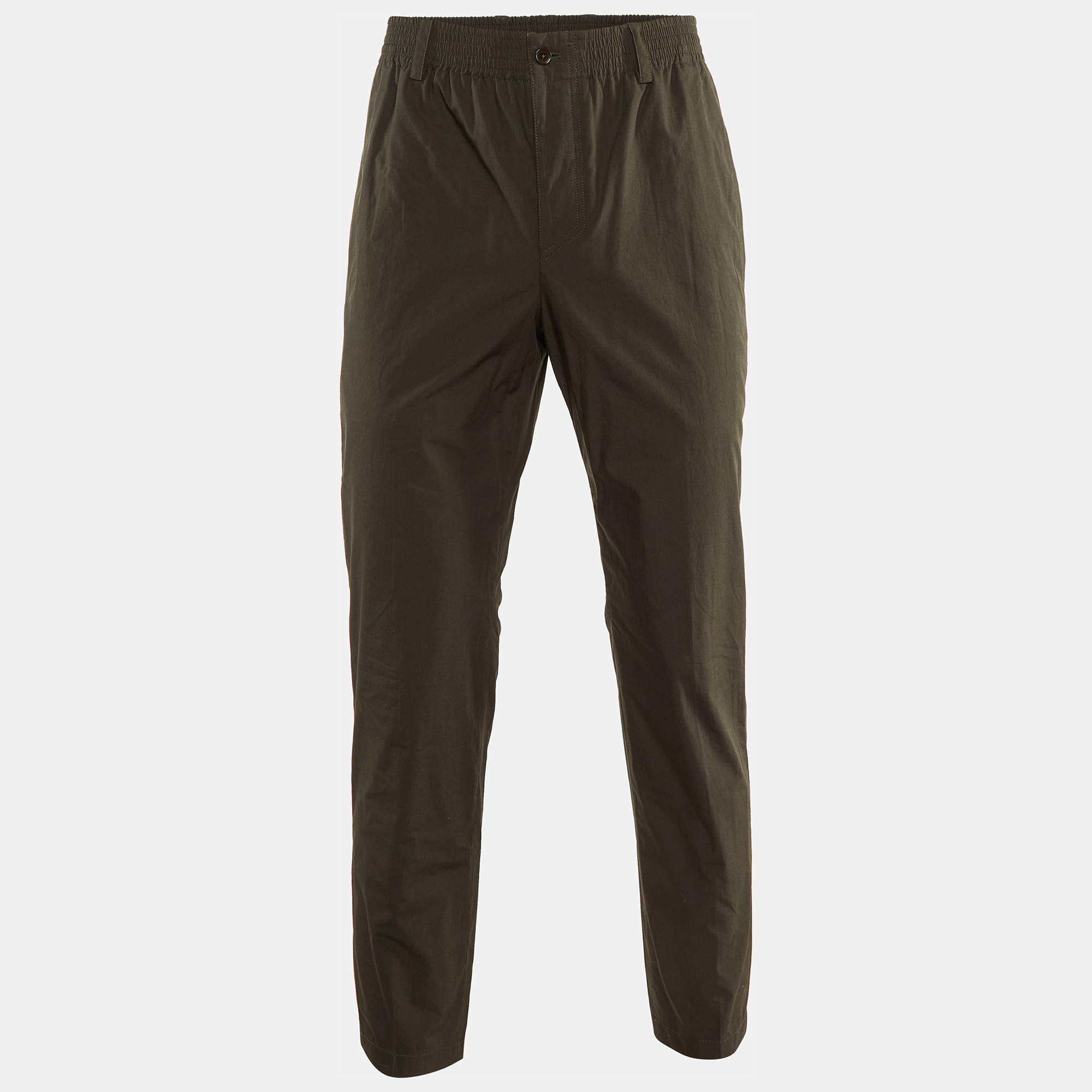 Hermes Black Cotton Drawstring Waist Tapered Pants M