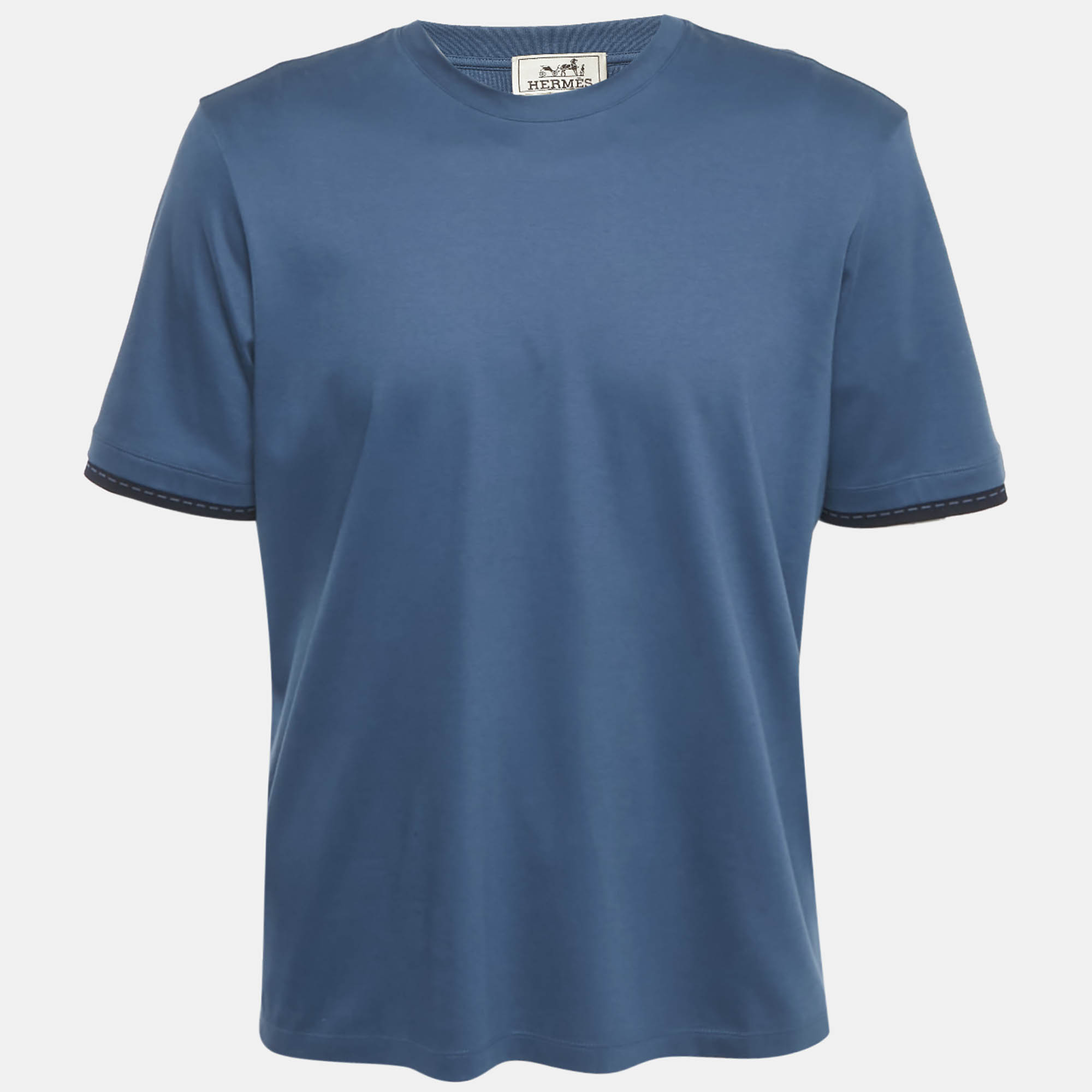 Hermès Blue Jersey Crew Neck T-Shirt M
