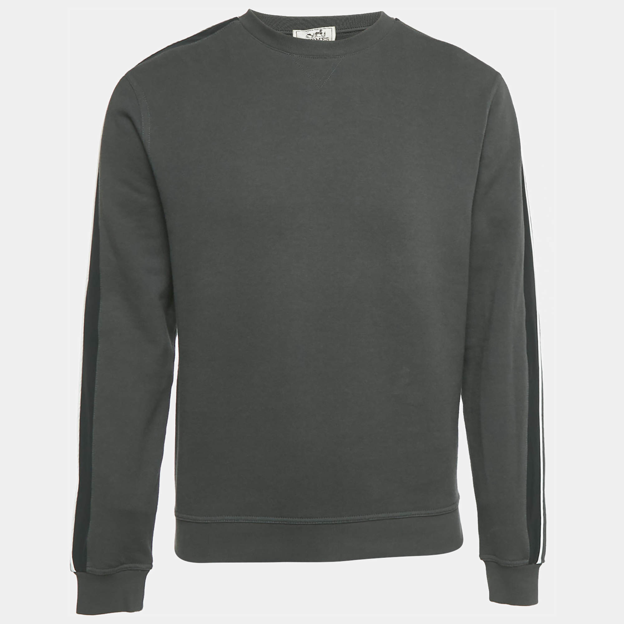 Pre Owned Hermes Green Cotton Run H Crewneck Sweatshirt  S