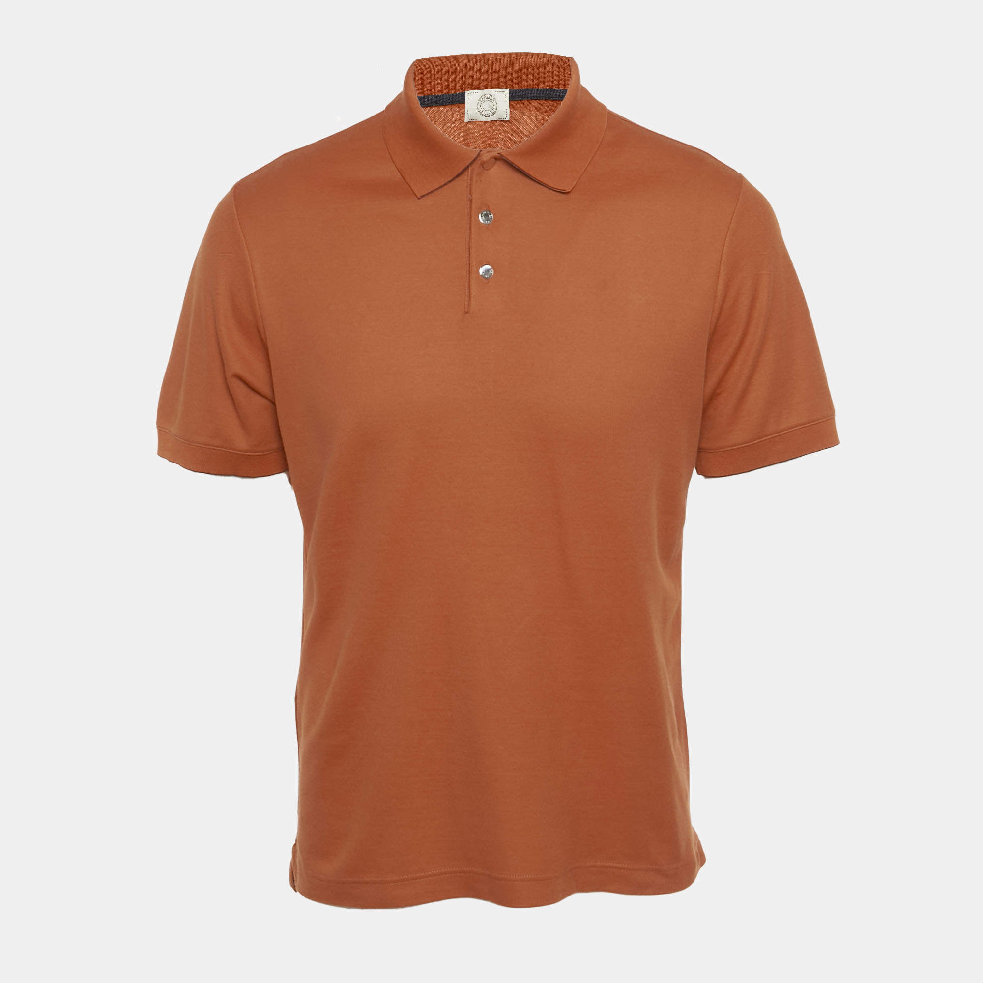 مملوكة مسبقًا Hermes Orange Cotton Blend Polo T-Shirt XL