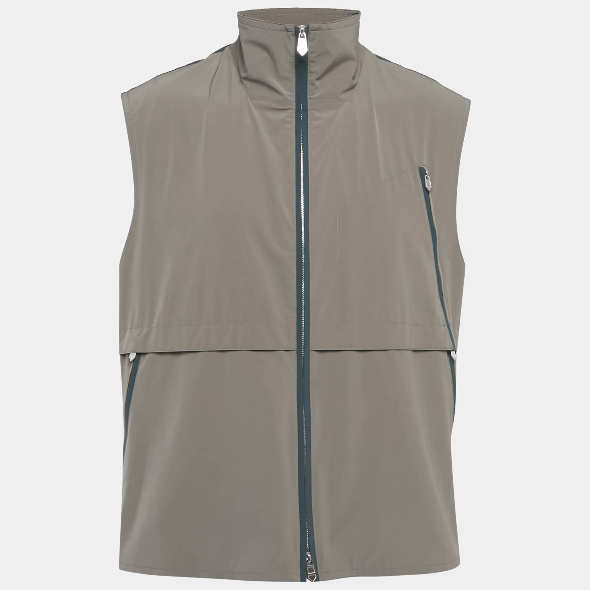 Pre Owned Hermes Grey Paneled Nylon Vest XXL