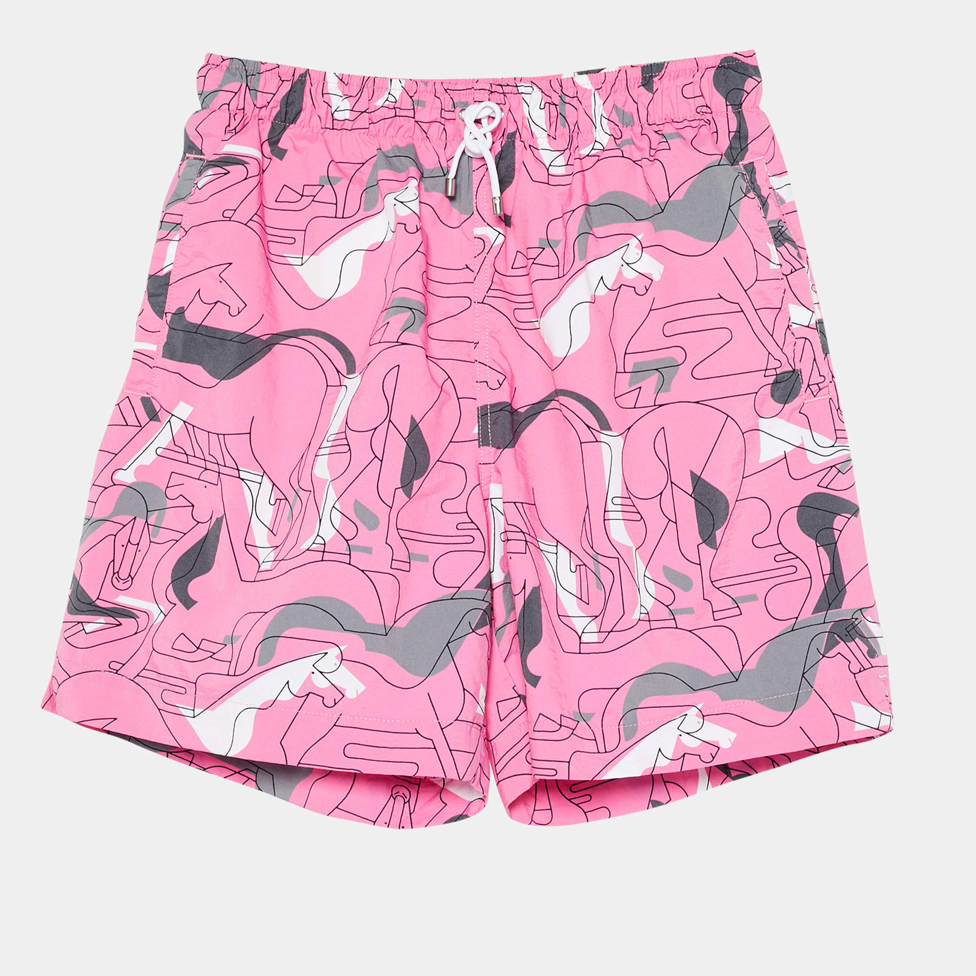مملوكة مسبقًا Hermes Multicolour Abstract Print Nylon Swim Shorts XS