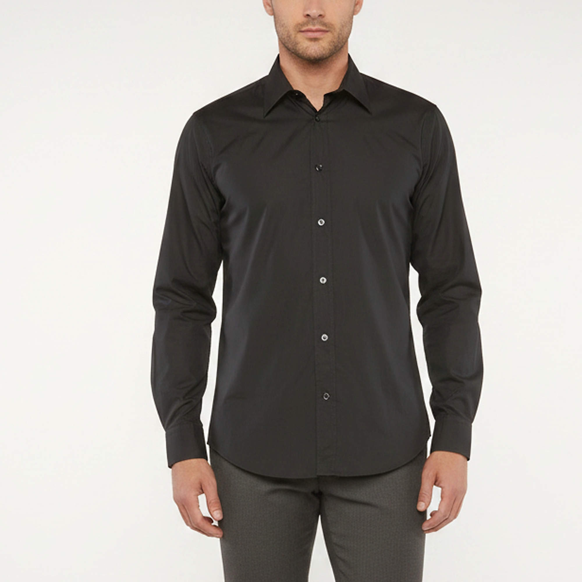 Pre Owned Hermes Black Cotton Long Sleeve Shirt L