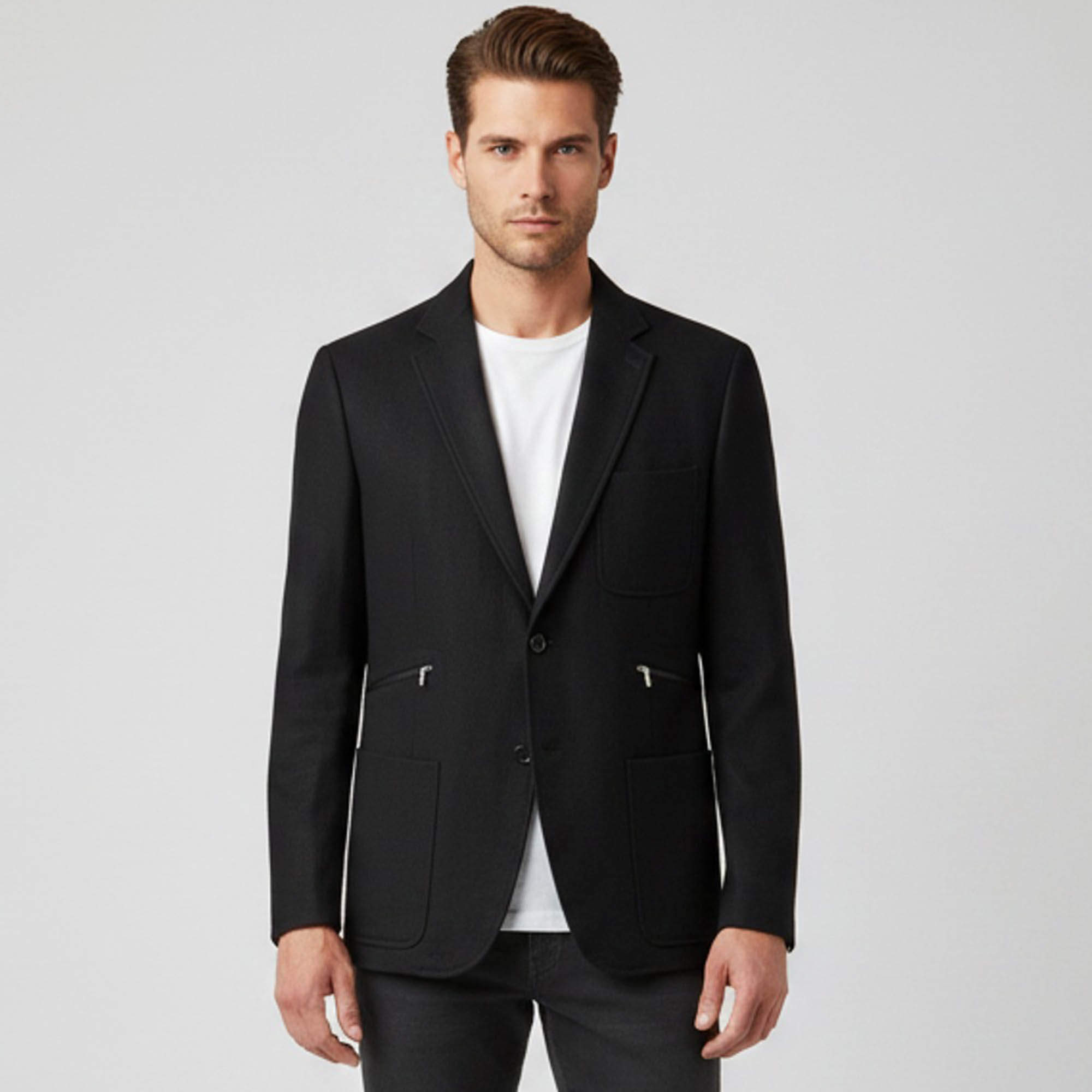 Pre Owned Hermes Black Wool Single Breasted Blazer XXL