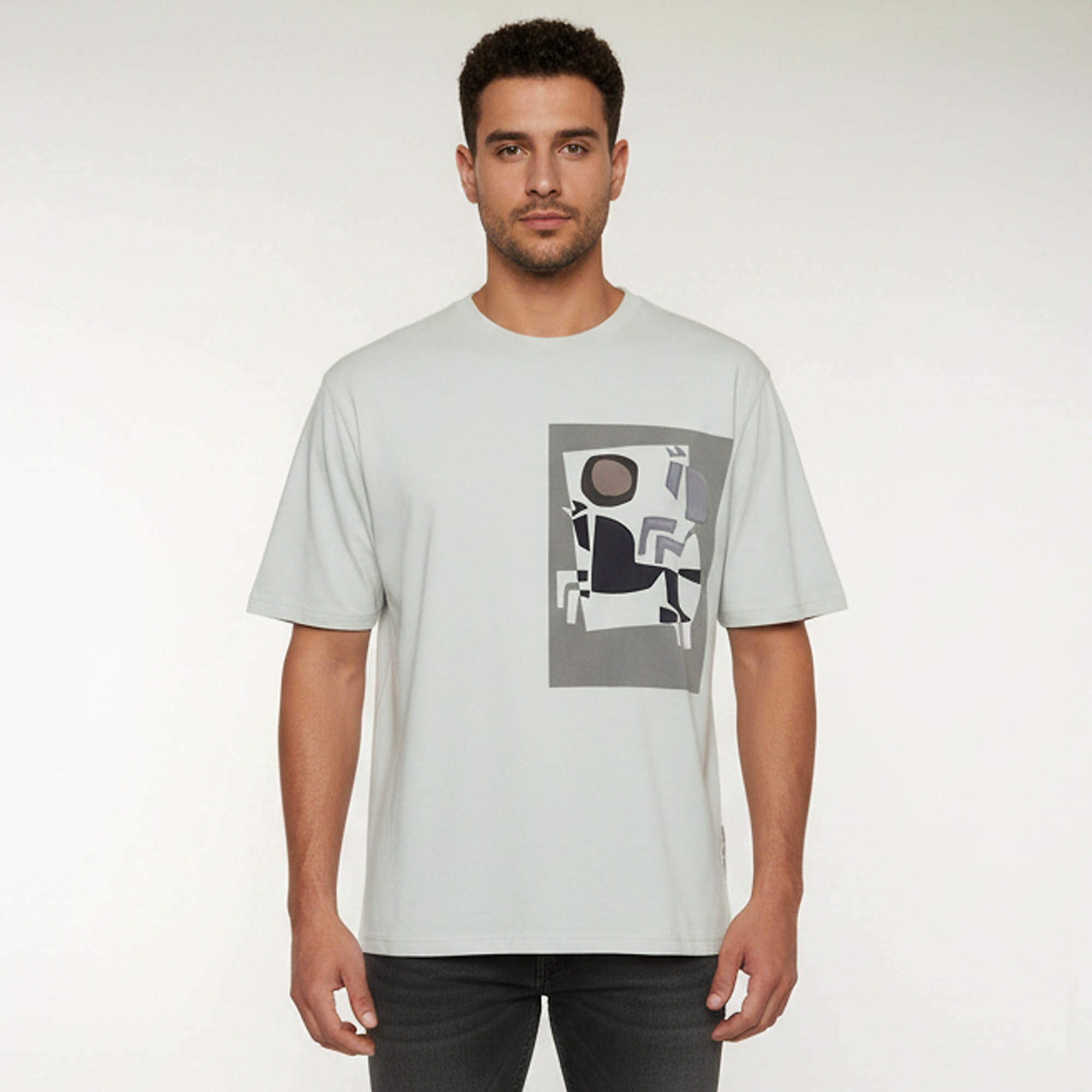 Pre Owned Hermes Blue Pocket Print Jersey Crewneck T-Shirt L