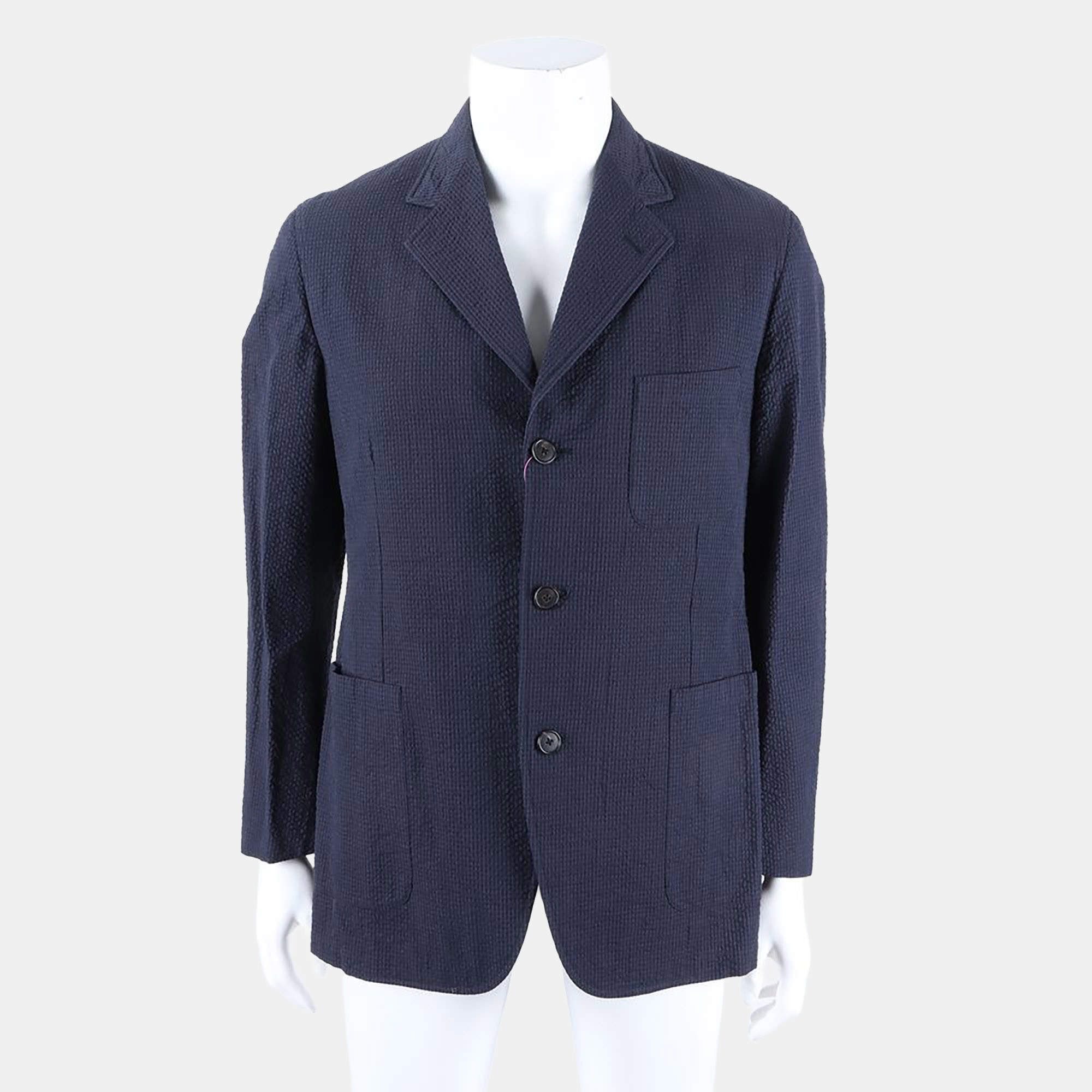 Pre Owned Hermès Cotton Navy Blue jacket Size L