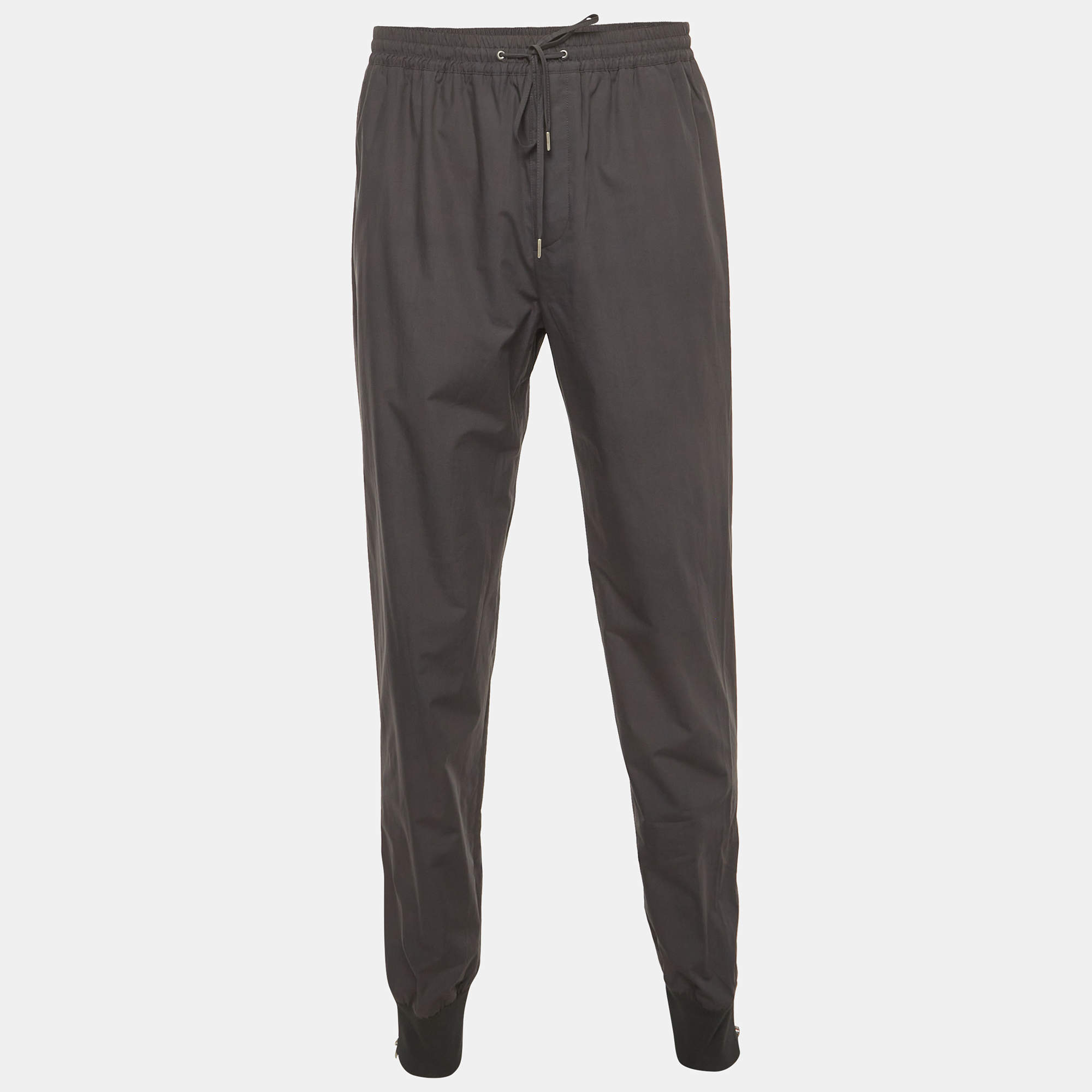 Pre Owned Hermes Grey Poplin Drawstring Trouser XL