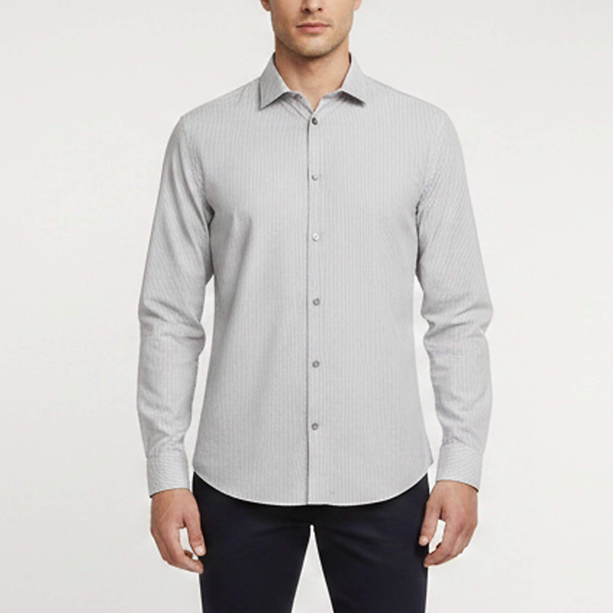 مملوكة مسبقًا Hermès Grey Stripe Linen Blend Long Sleeve Shirt XL