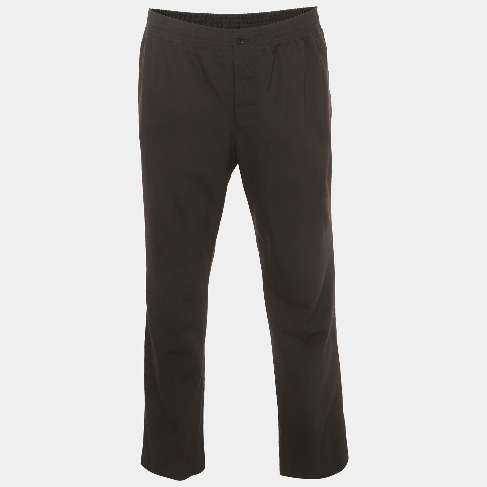 Pre Owned Hermes Green Wool Blend Regular Fit Trousers L