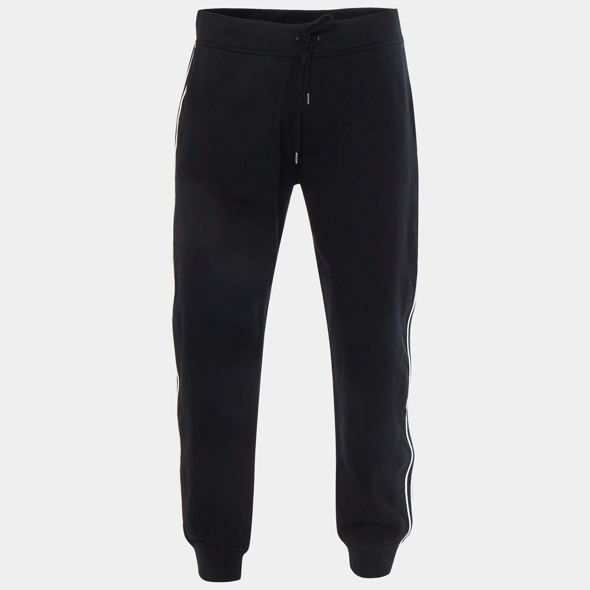 Pre Owned Hermes Black Jersey and Nylon Trim Run H Joggers L 