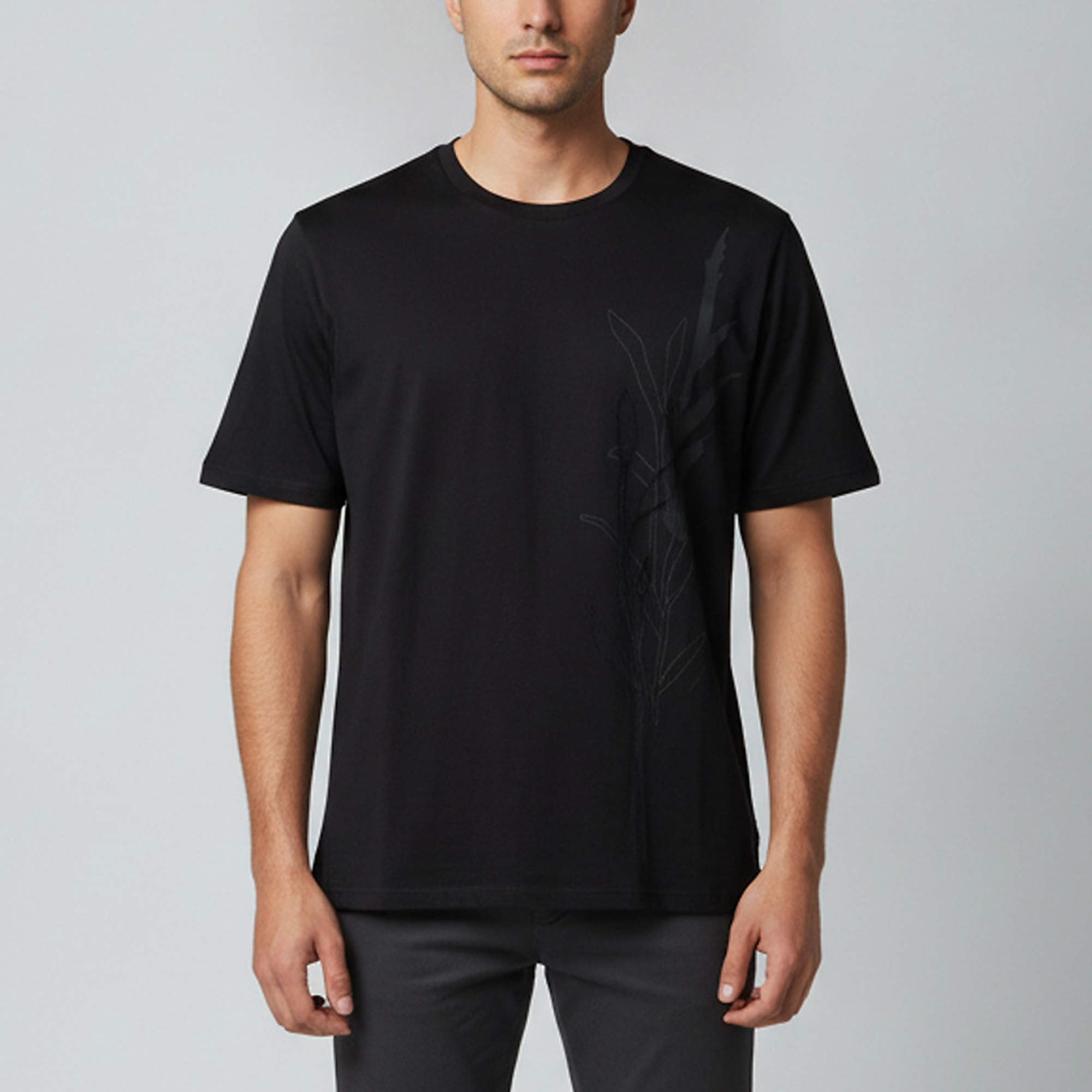 Pre Owned Hermès Black Herbier 3D Cotton Crew Neck T-Shirt XXL