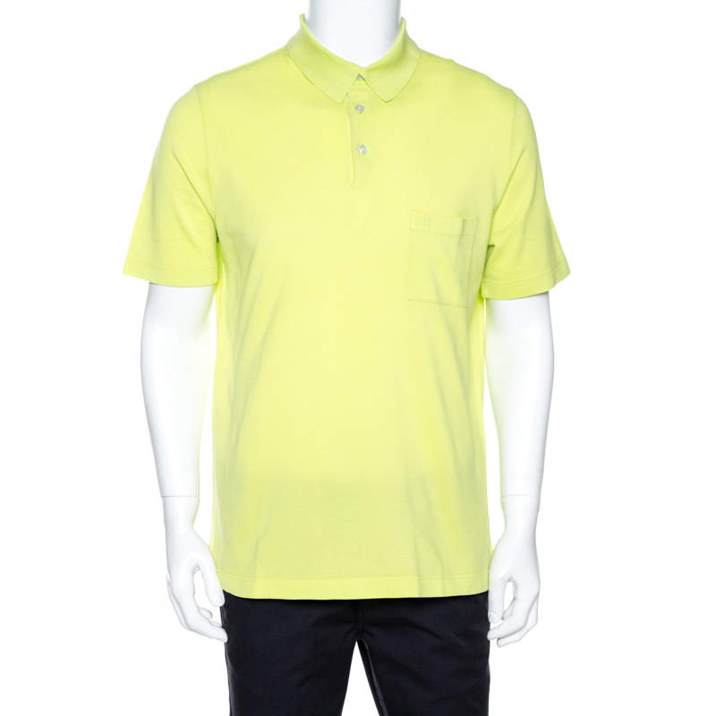 Hermes Fluorescent Cotton Pique Polo T Shirt XL 