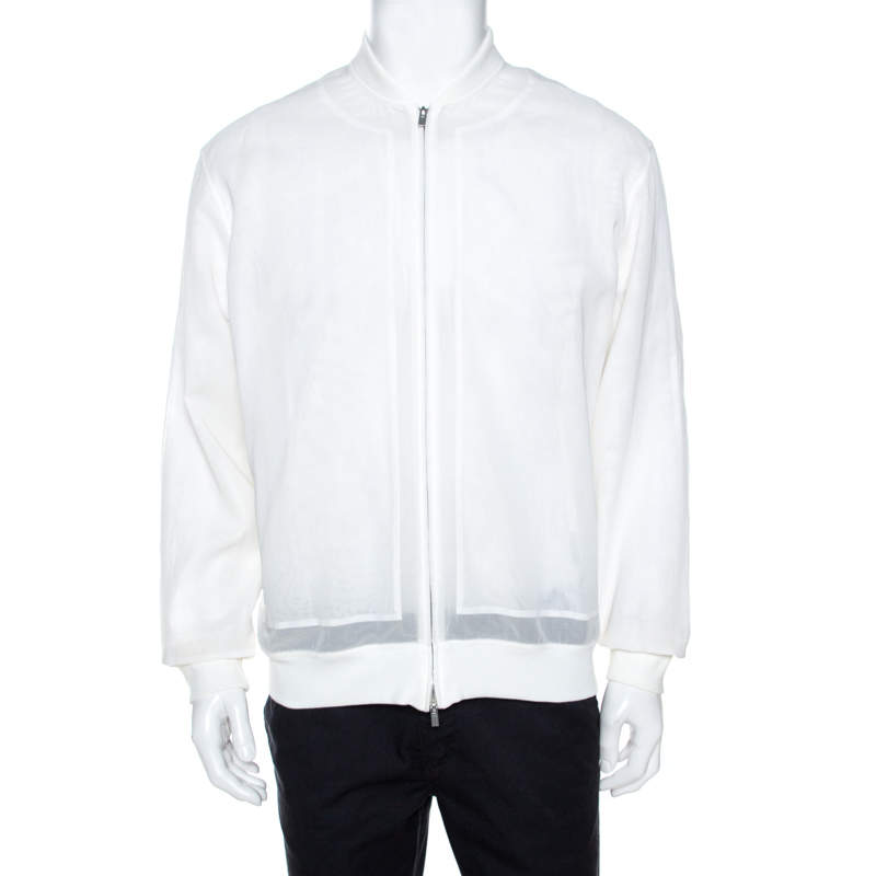 Hermes White Cotton Bomber Jacket XS