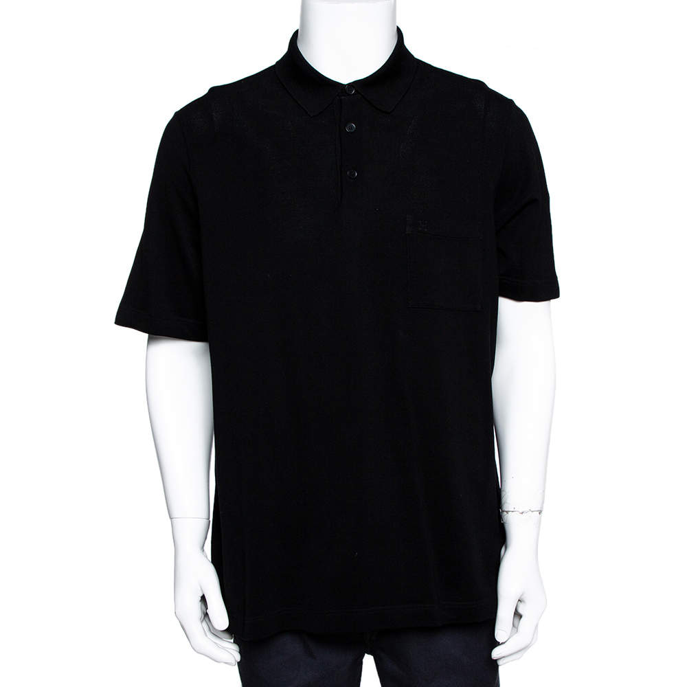 Pre Owned Hermès Black Cotton Pique Polo T-Shirt XXXL 
