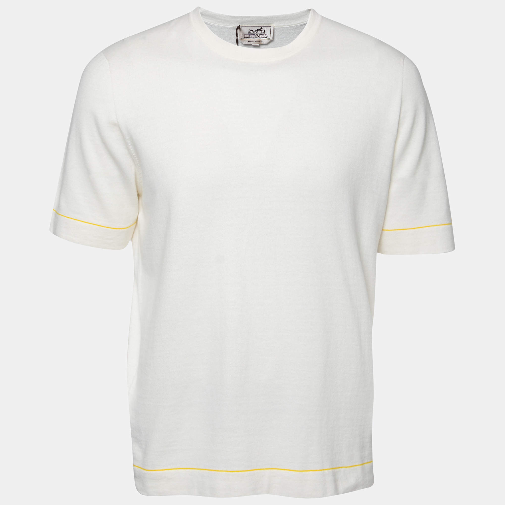 Hermes Cream Cashmere T-Shirt L