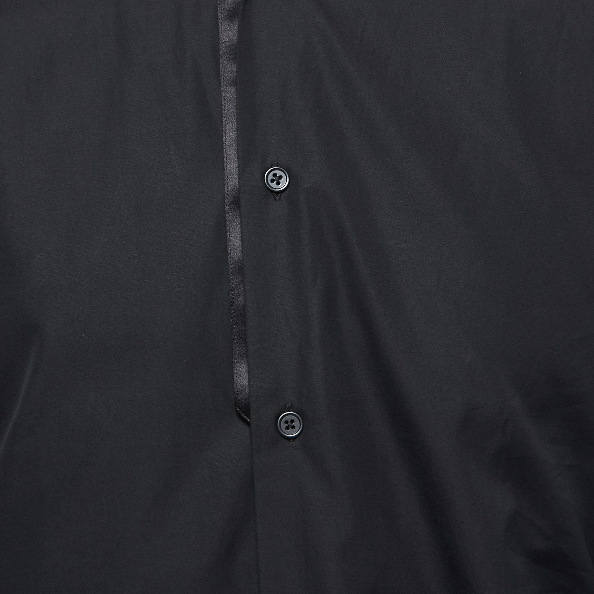 Pre Owned Hermes Black Cotton Button Front Shirt L