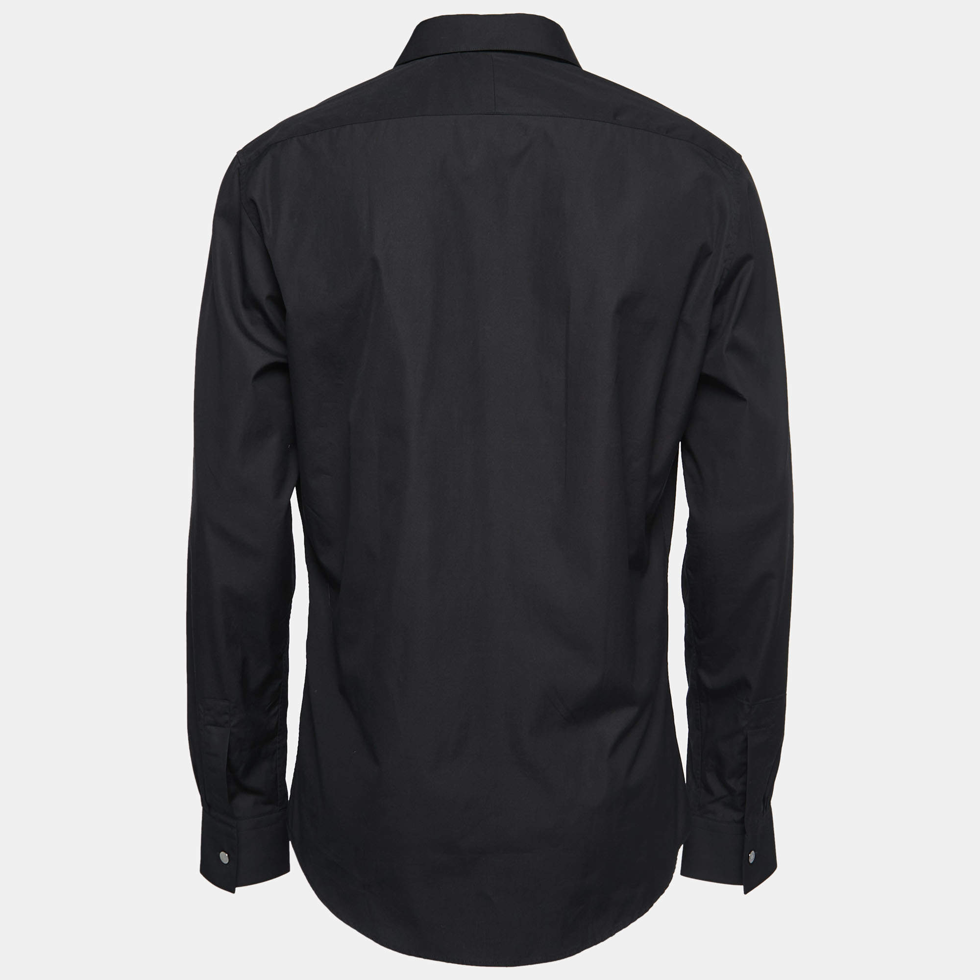 Pre Owned Hermes Black Cotton Button Front Shirt L