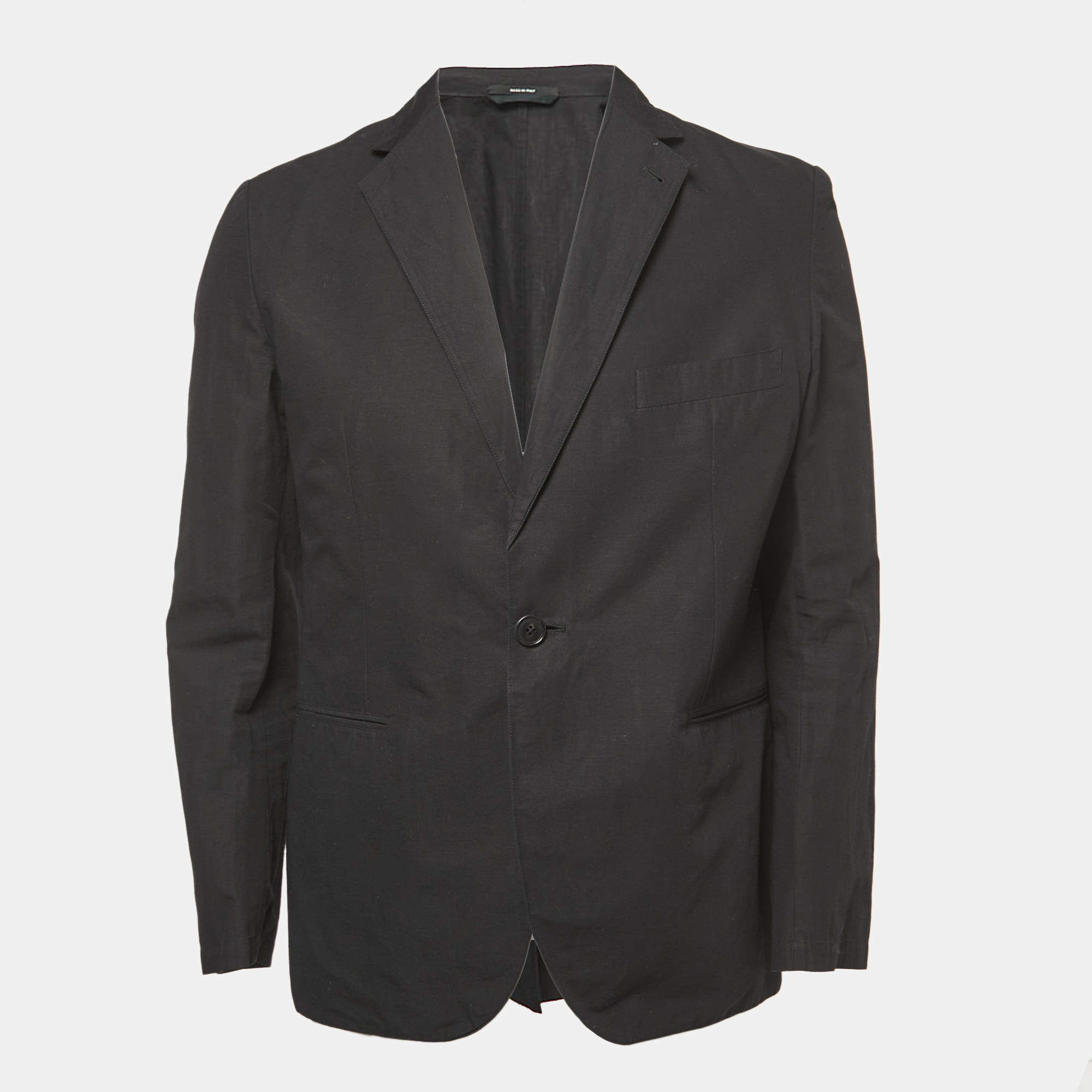 Hermes Black Cotton Blend Single Breasted Blazer L