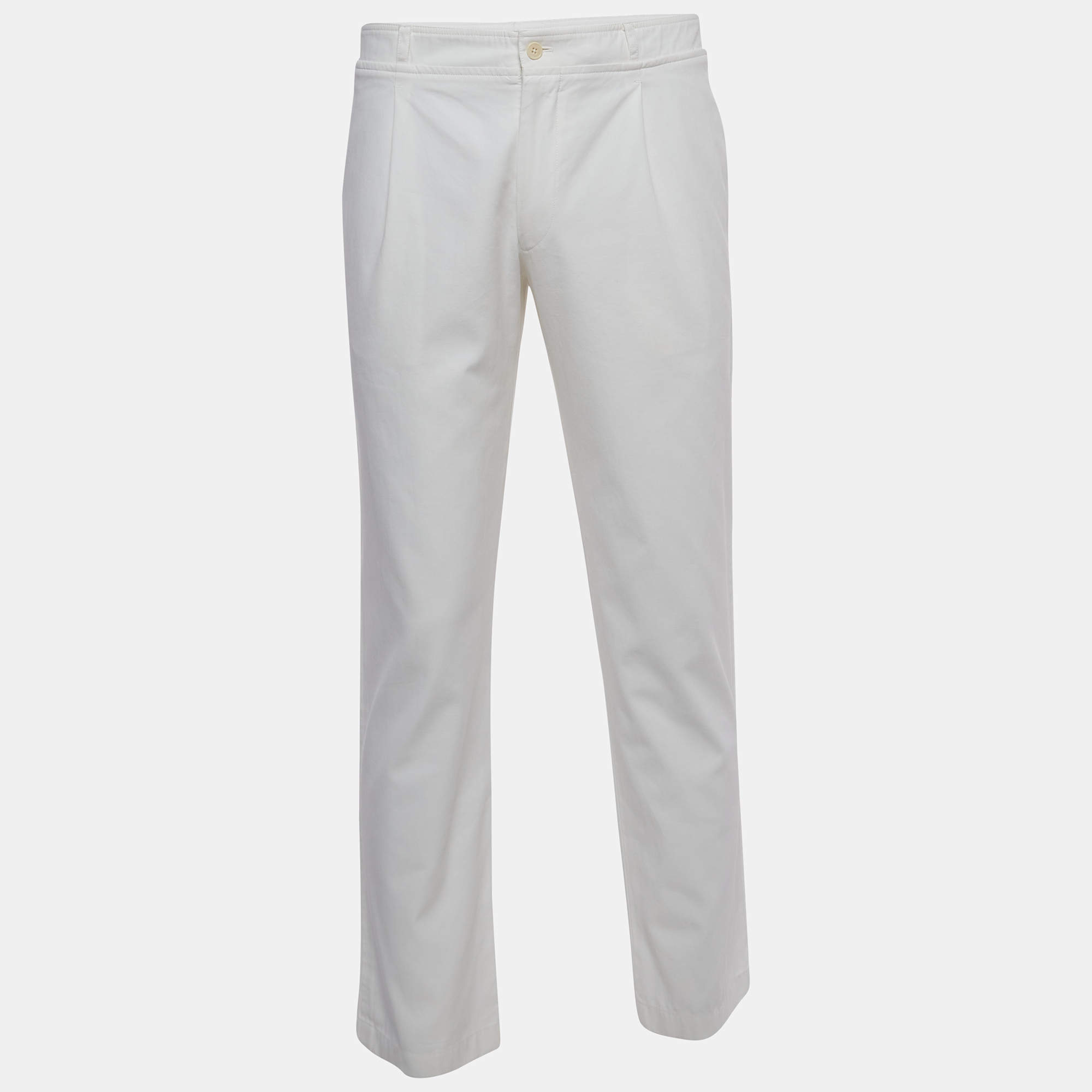 Hermes White Cotton Regular Fit Trousers L