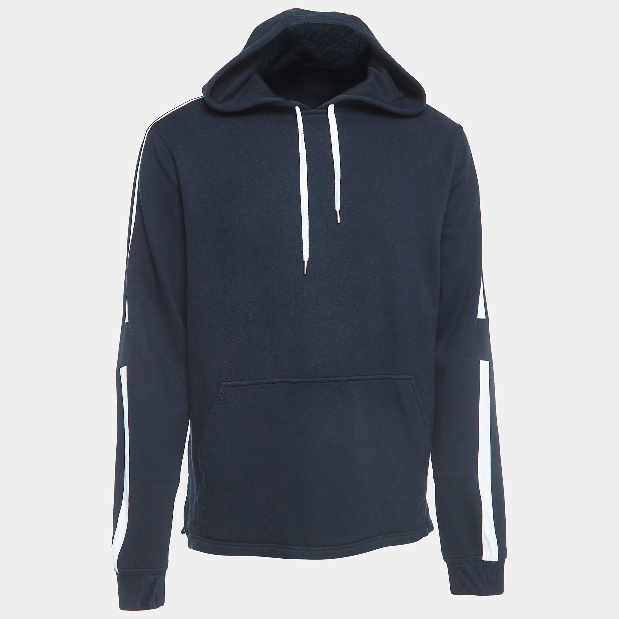 Hermes Navy Blue Cotton Hooded Sweatshirt L