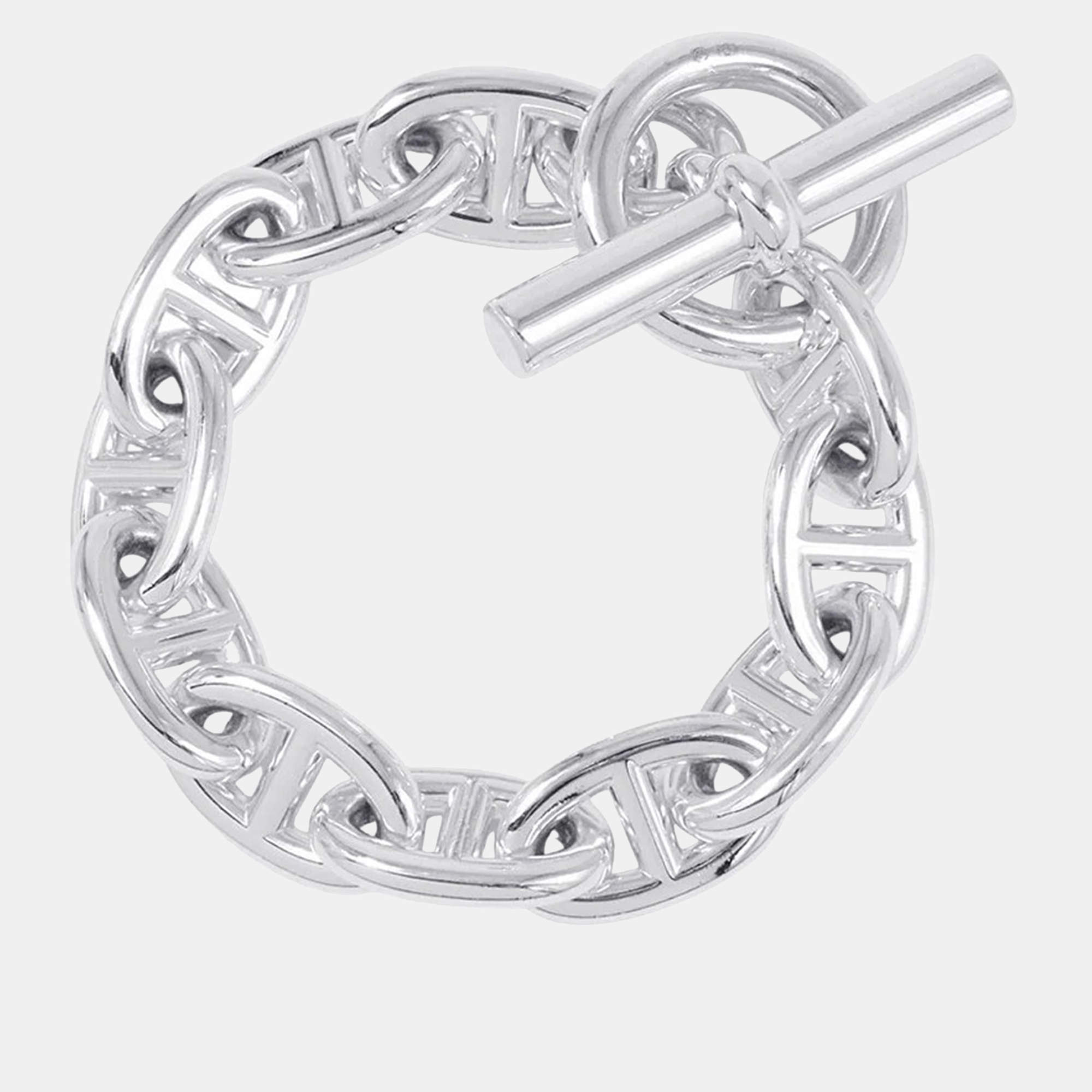 Pre Owned Hermes Chaine D'Ancre Bracelet 11 Frames Size Tgm Sv925