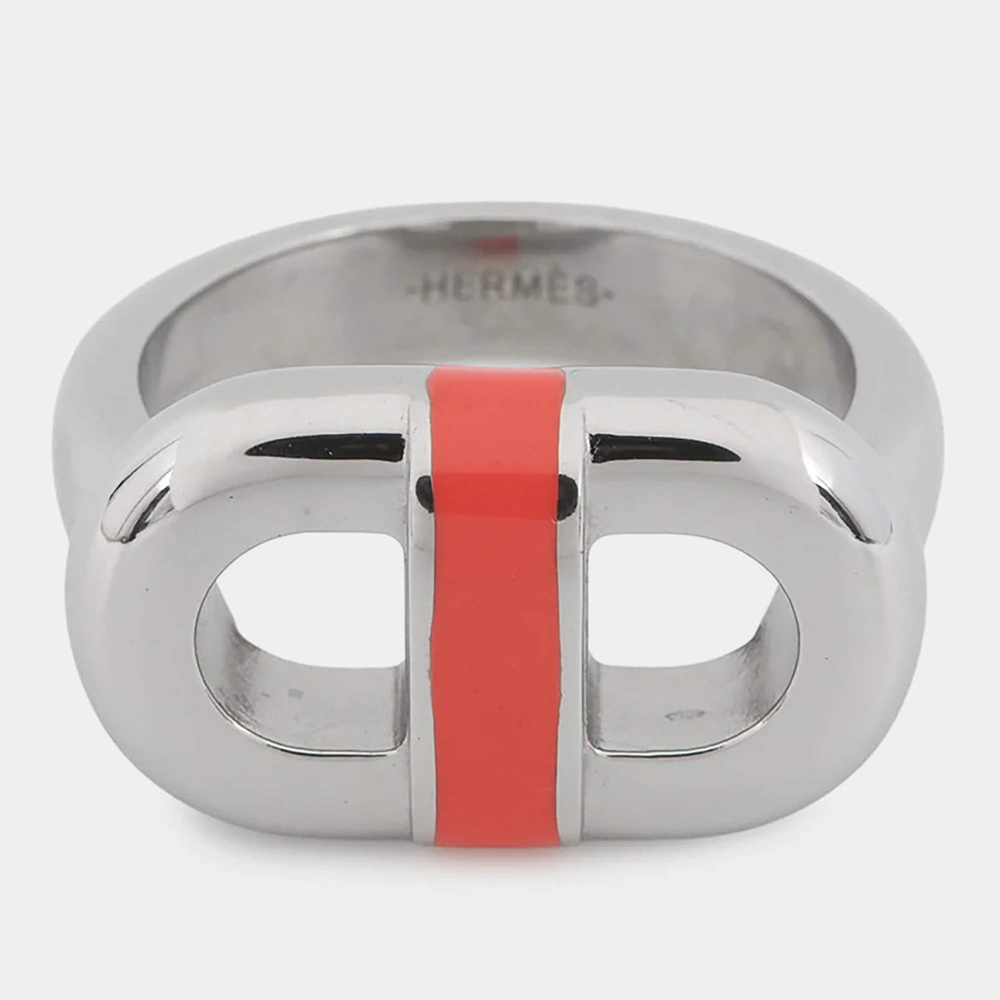 مملوكة مسبقًا Hermes Mayon Ring Size T50/Approximately No. 12 Orange Field Metal Lacquer
