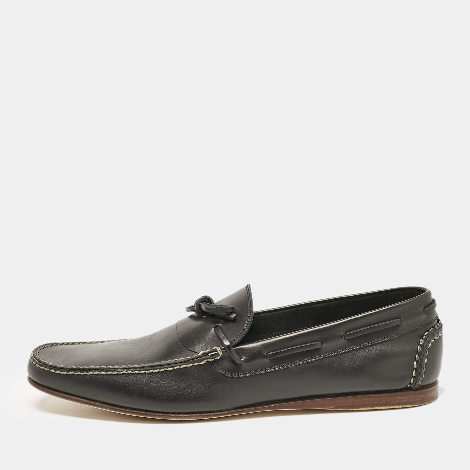 Hermes Black Leather Amico Loafers Size 46
