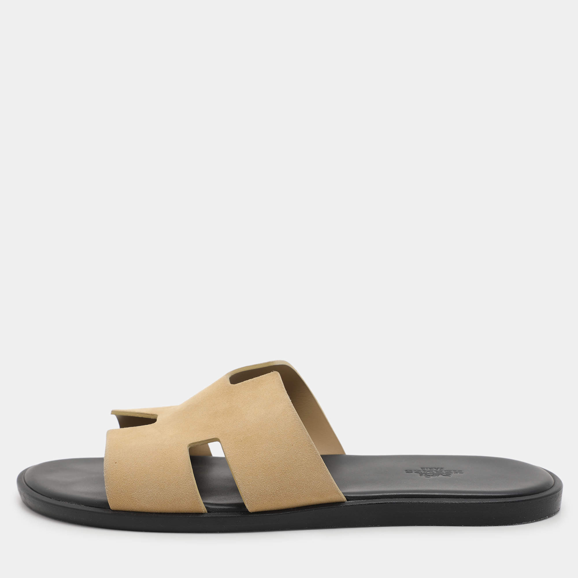 Pre Owned Hermes Jaune Milton Suede Izmir Flats Sandals Size 42