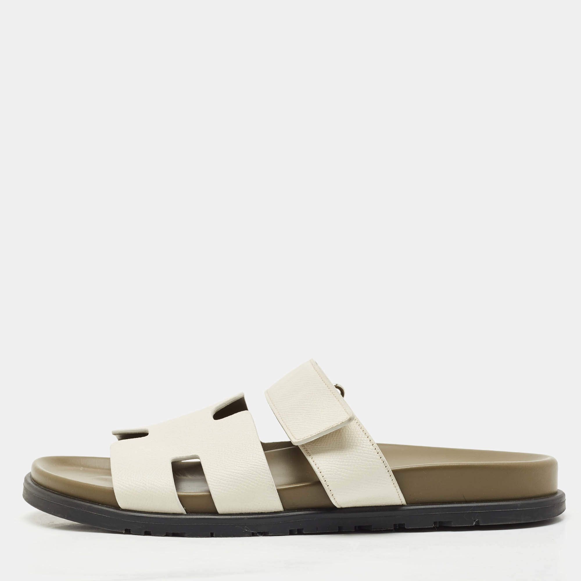 Hermès Off White Leather Chypre Sandals Size 43
