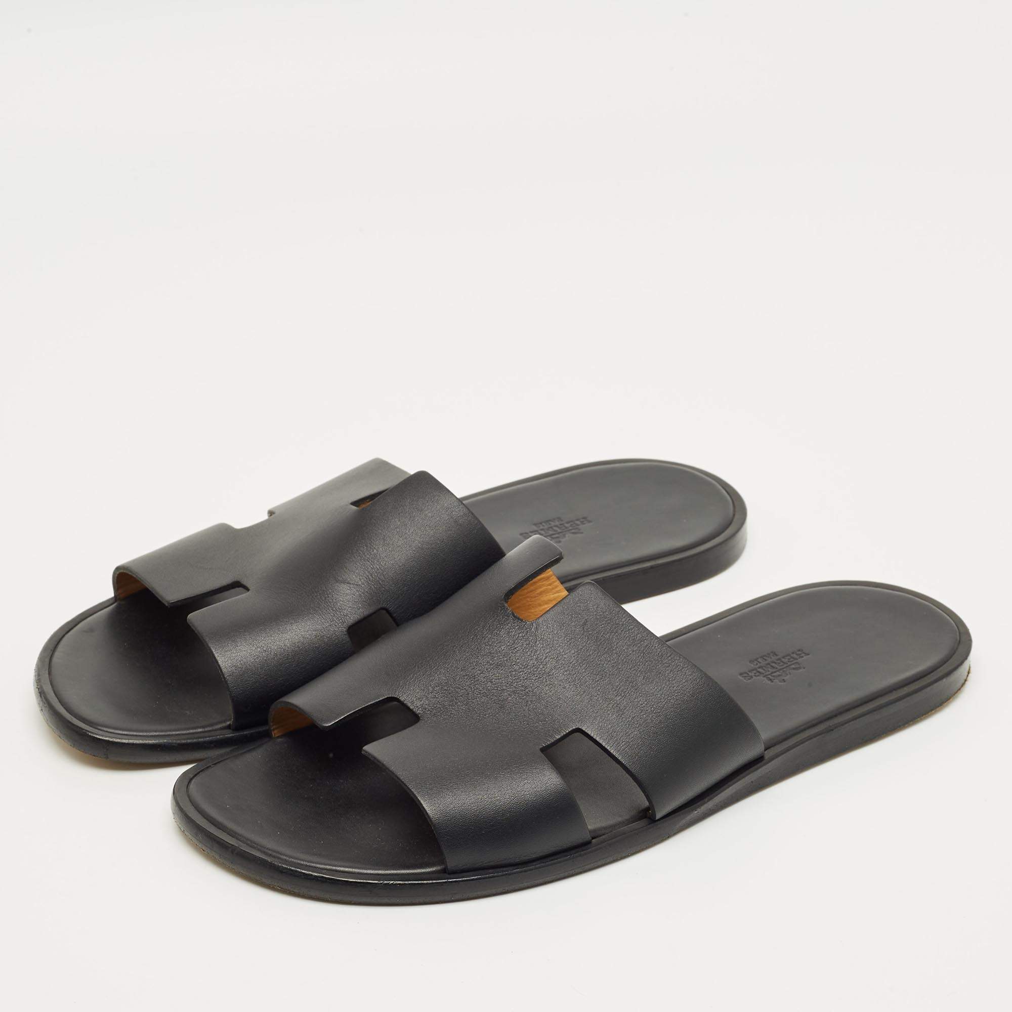Hermes Brown Leather Pharaon Slides Size 45 Hermes | TLC UAE