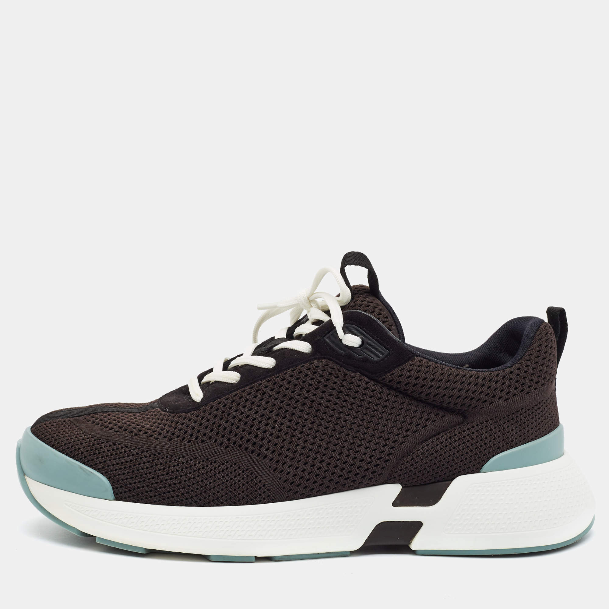 Pre Owned Hermes Heros Size 43 Black Fabric Lace Up Sneakers